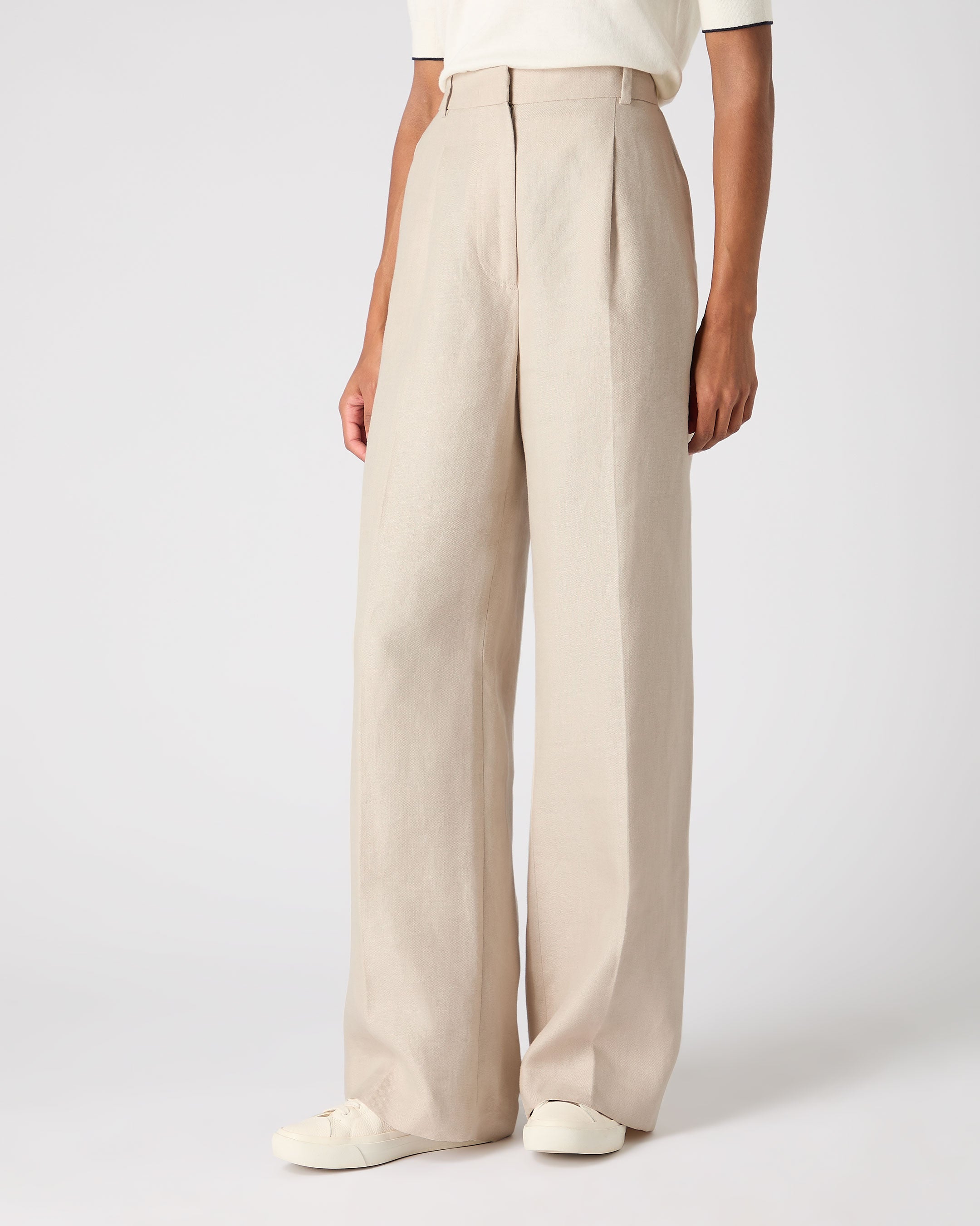 Florence Linen Pants for Women - Soft & Breathable Oat Brown Wide Leg Trousers - Perfect for Summer, Beach & Casual Outings