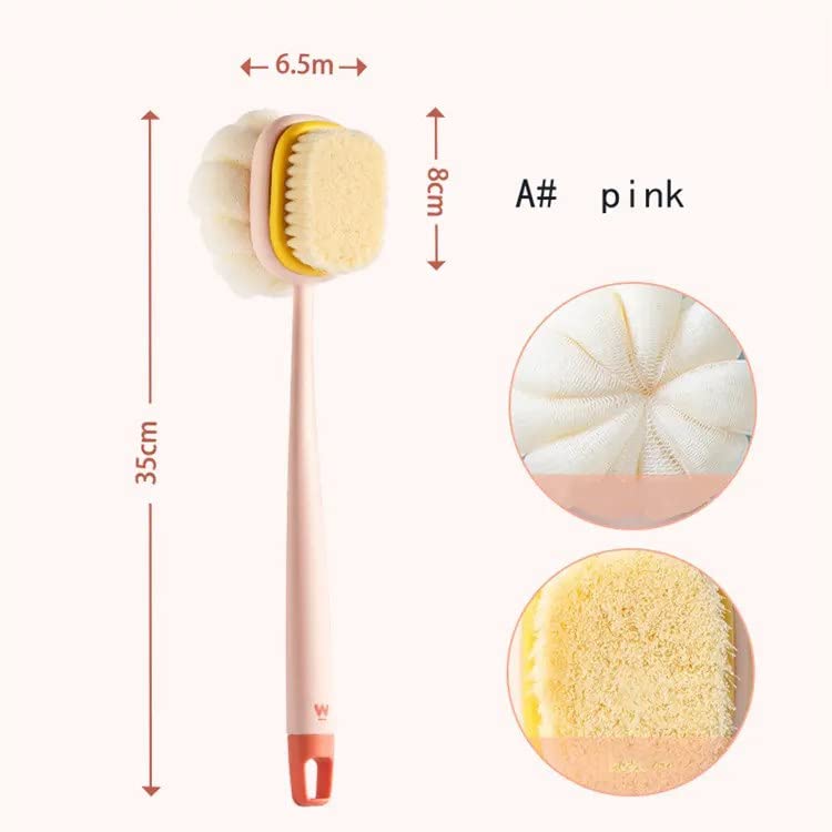 CLOUDTAIL CHOICE Dual-Sided Bath Brush with Enlarged Sponge & Long Handle - Soft Bristles for Gentle Exfoliation, Back Scrubber & Body Cleansing Tool - Perfect for Shower, Spa & Deep Skin Cleaning