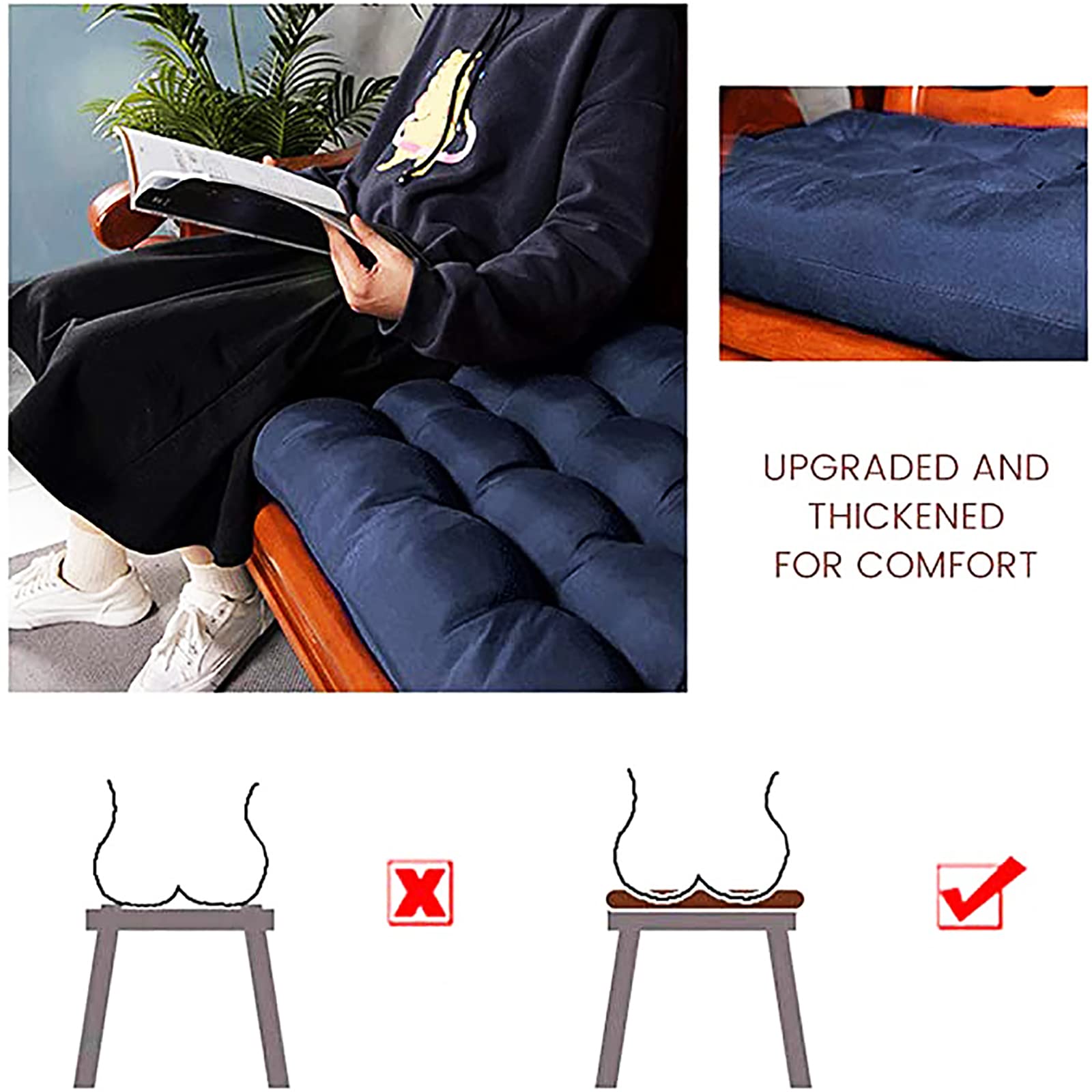 Premium Indoor/Outdoor Bench Cushions - Waterproof Patio Furniture Seat Cushions for Garden Benches, Swings & Loungers - Comfortable Cotton Cushion Set for Outdoor Relaxation (Perfect for Backyard, Deck, Porch & Poolside Use)