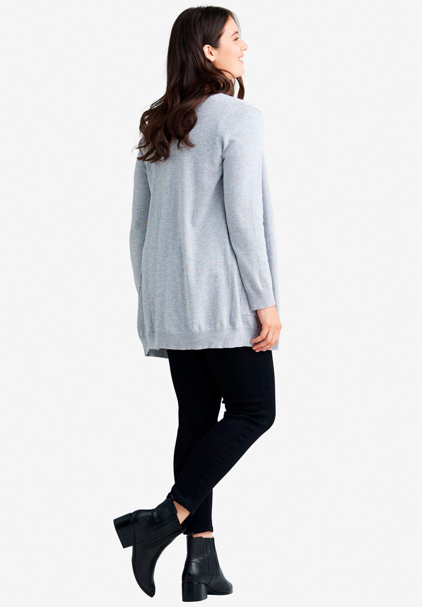 Ellos Women's Plus Size Boyfriend Cardigan - Soft Oversized Open Front Long Sleeve Knit Sweater for Casual Wear, Office & Lounge