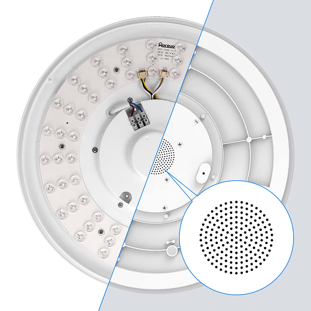 HOREVO 15-inch Smart Ceiling Light with Bluetooth Speaker, Alexa & Google Home Compatible - Modern LED Room Lighting for Bedroom, Living Room, Kitchen | Perfect for Home Entertainment & Ambient Lighting