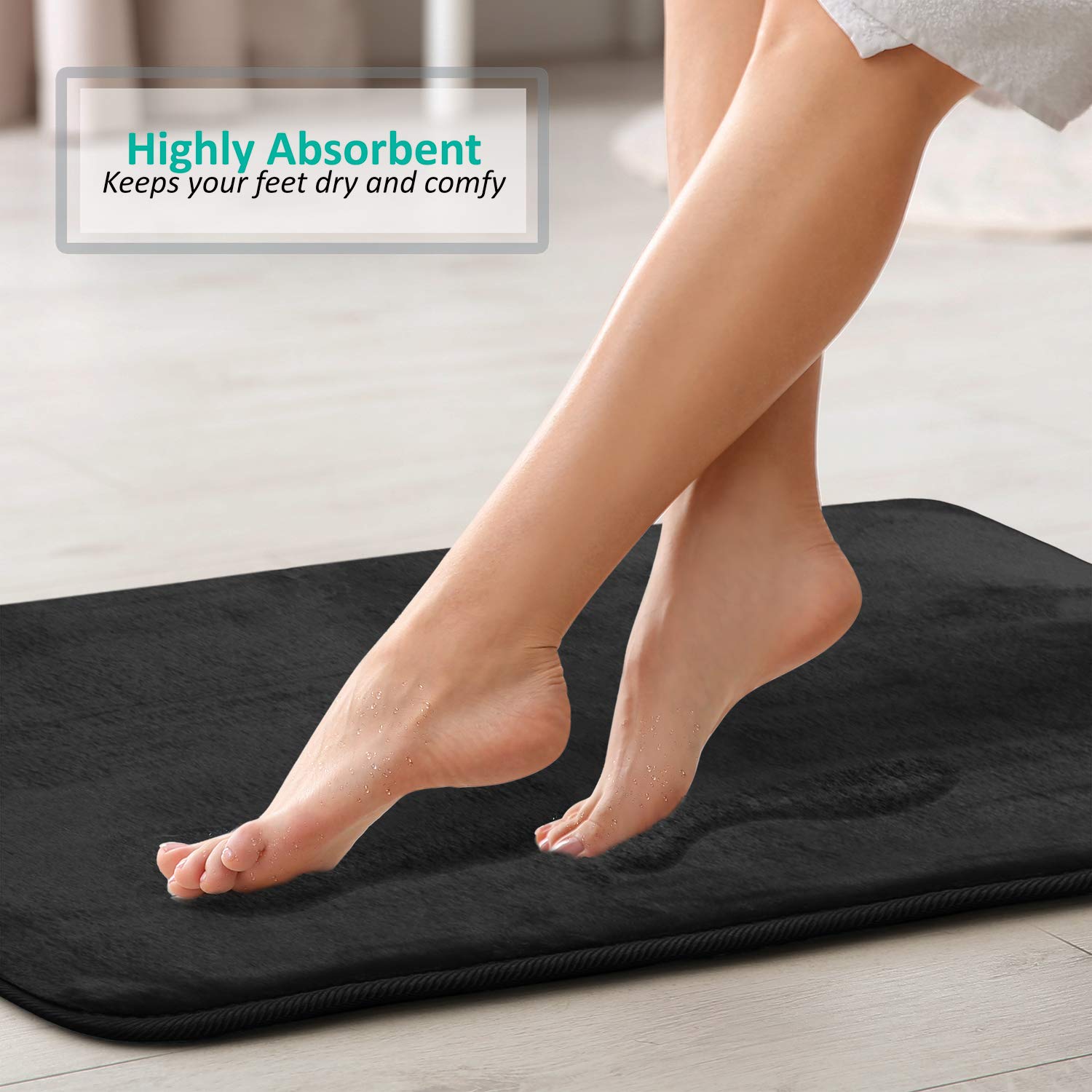 Clara Clark Memory Foam Bath Mat Set of 2 - Ultra Soft Non-Slip Bathroom Rug, Super Absorbent & Fast Drying, Machine Washable (20
