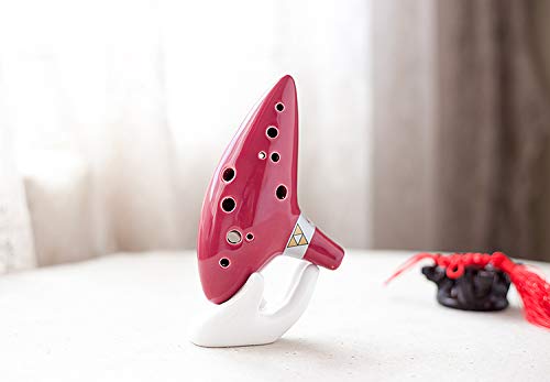 Legend of Zelda Ocarina of Time - 12 Hole Alto C Ceramic Flute - Kiln-Fired Musical Instrument with 5 Color Options (Pink) - Perfect for Zelda Fans, Music Lovers & Collectors
