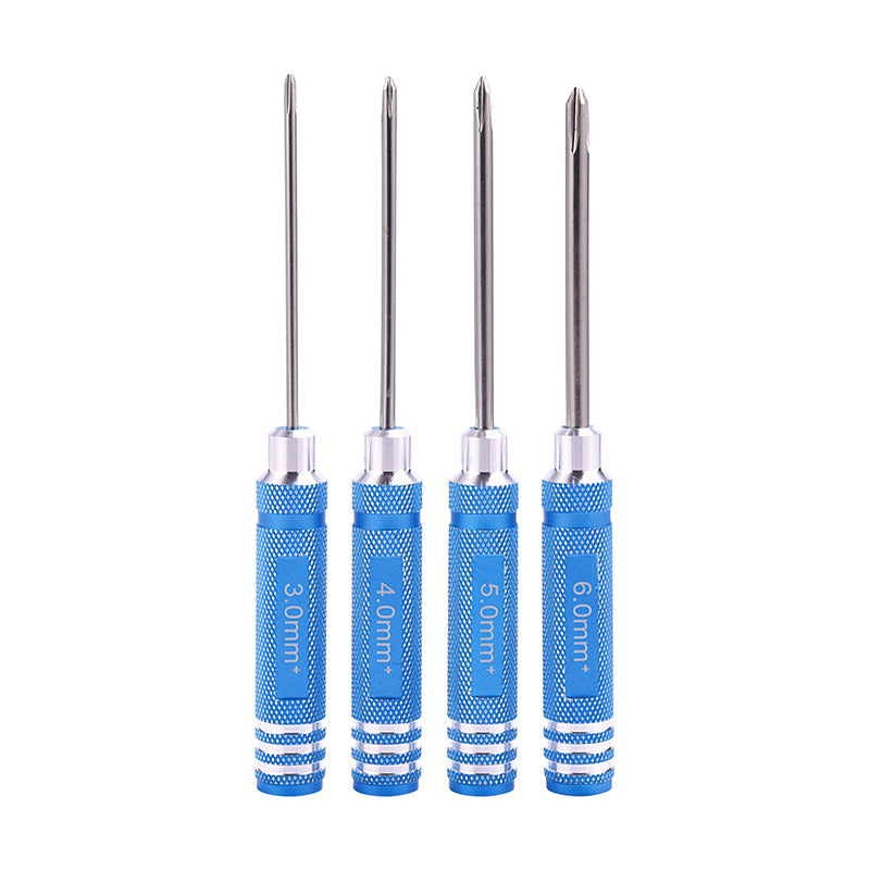 Premium Phillips & Flathead Screwdriver Set (3.0mm/4.0mm/5.0mm/6.0mm) for 1/14 Scale RC Cars & Trucks - Durable Metal Tools for RC Model Building & Repair
