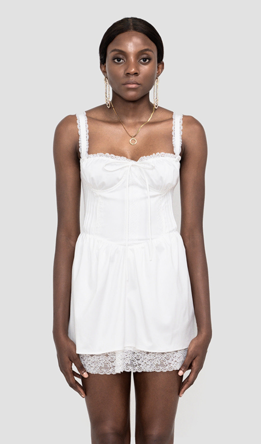 ANNE WHITE LACE CORSET MINI DRESS - Elegant Bodycon Party Dress for Women, Perfect for Weddings, Date Nights & Special Occasions