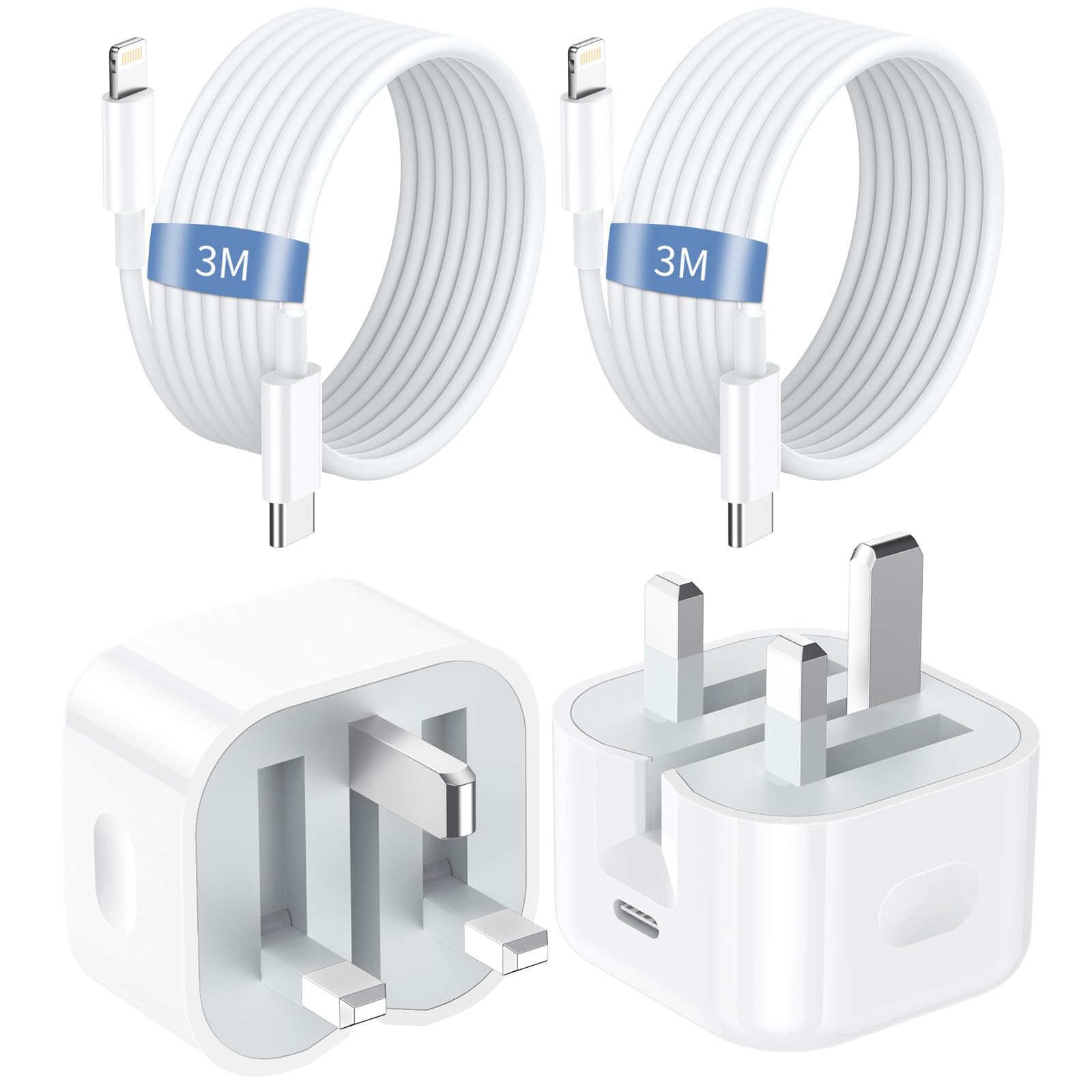 Depola MFi Certified iPhone Fast Charger Kit - 20W PD USB-C Charger & 3M/9.8FT Lightning Cable (2-Pack) for iPhone 14/13/12/11 Pro/Pro Max/XS - Fast Charging for Home, Office & Travel