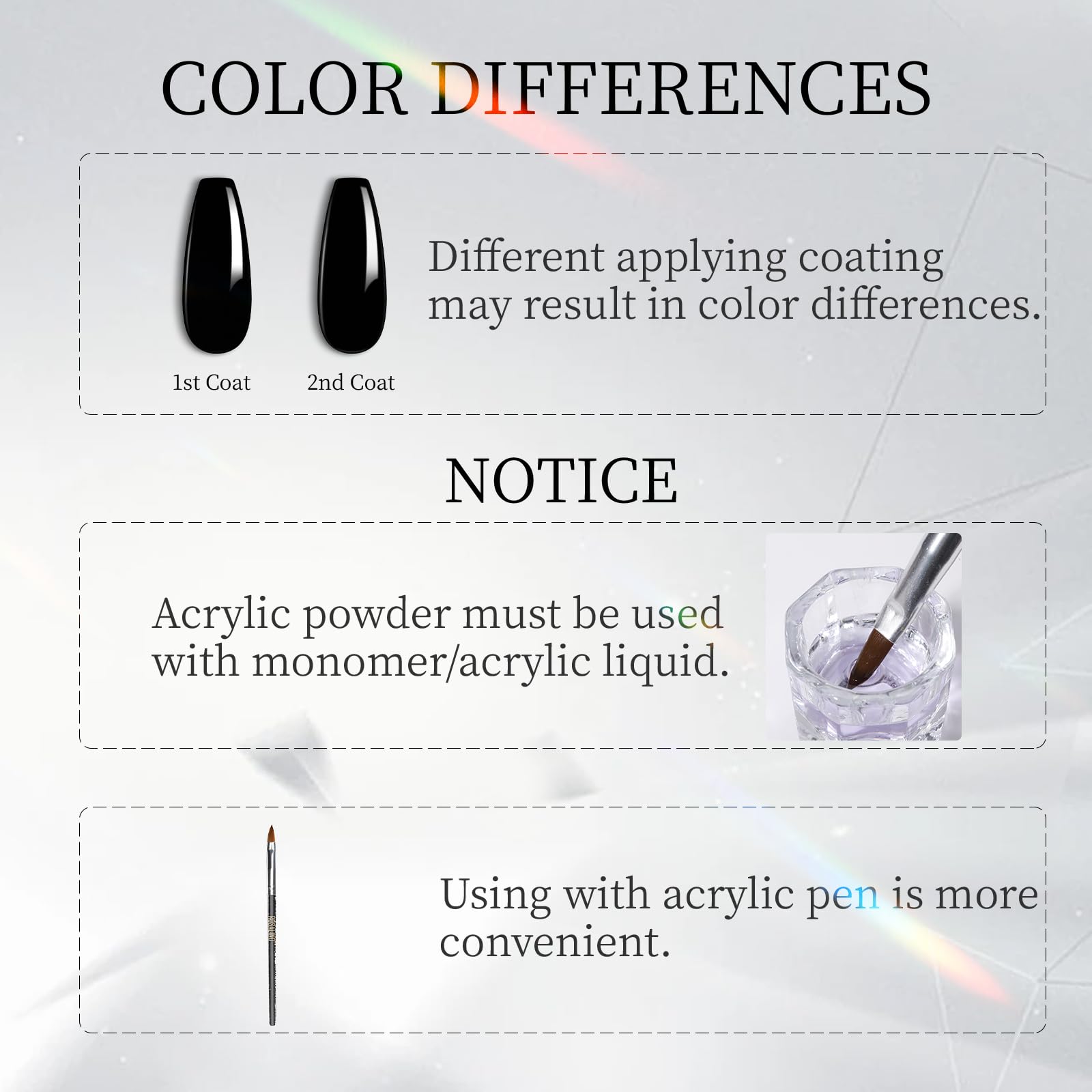 ROSALIND 120g Black Acrylic Nail Powder for Professional Nail Extensions - No UV Lamp Needed, Dries Naturally | Perfect for Salon, DIY Manicures & Acrylic Nail Art