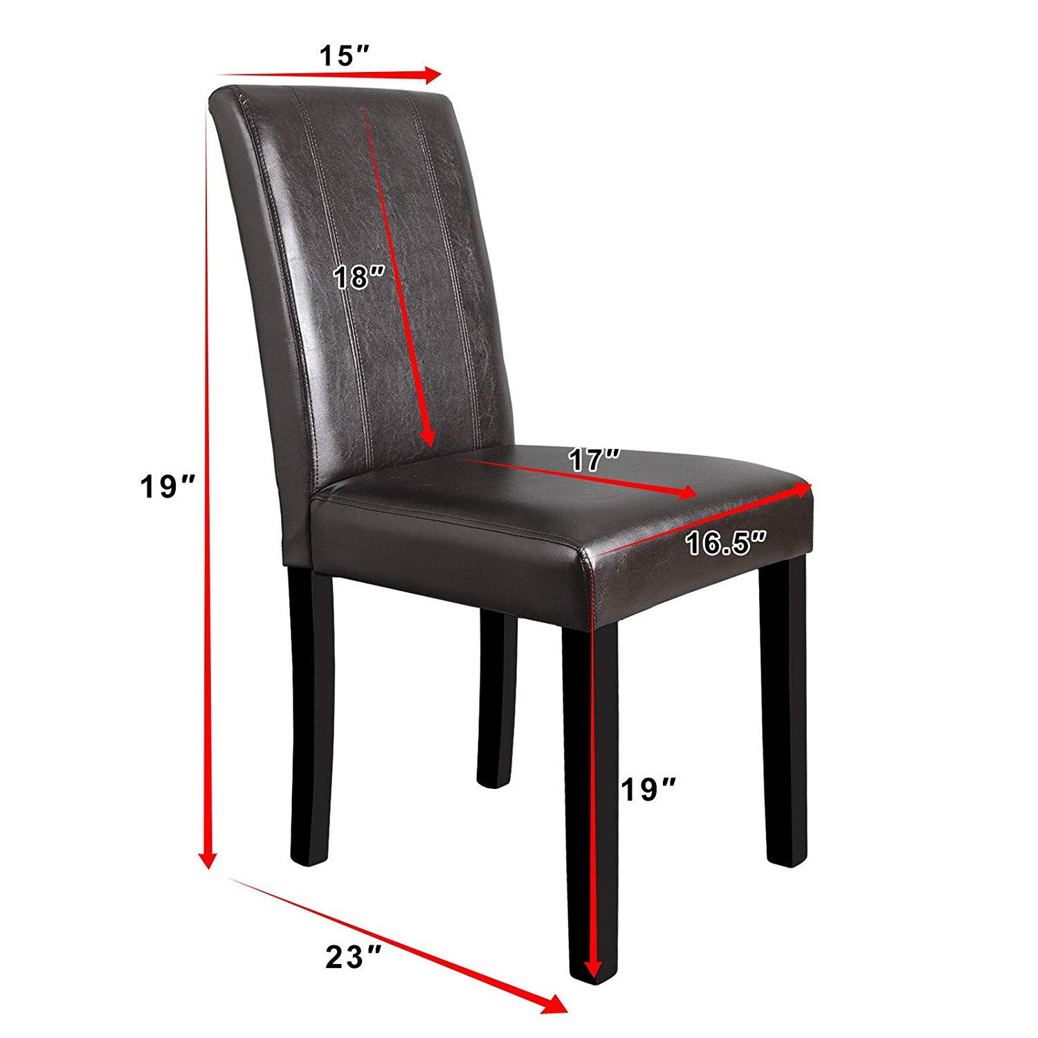 Solid Wood Leatherette Padded Dining Chairs Set of 2 - Modern Kitchen & Dining Room Parson Chairs for Home, Restaurant, and Office Use