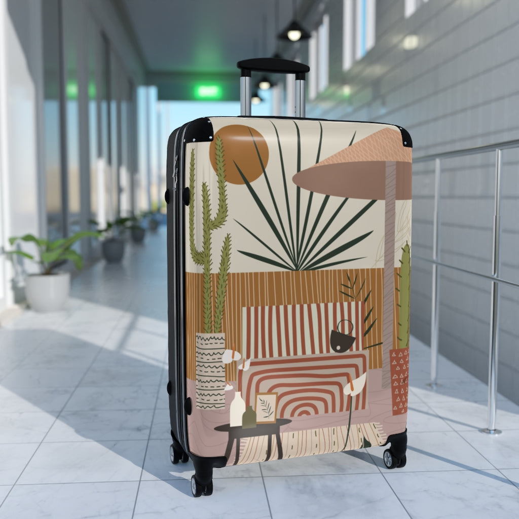 Modern Cabin Suitcase with Stylish Patio Print - Lightweight Luggage for Travel, Business Trips & Weekend Getaways