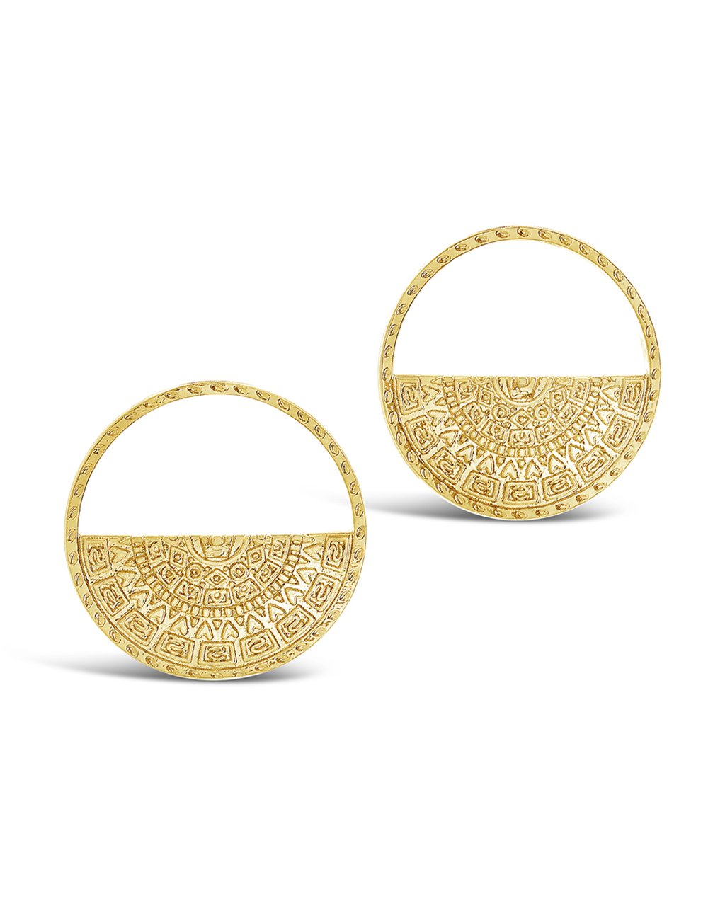 Stylish Medallion Half Circle Stud Earrings for Women - Trendy Gold & Silver Fashion Jewelry - Perfect for Parties, Weddings & Everyday Wear
