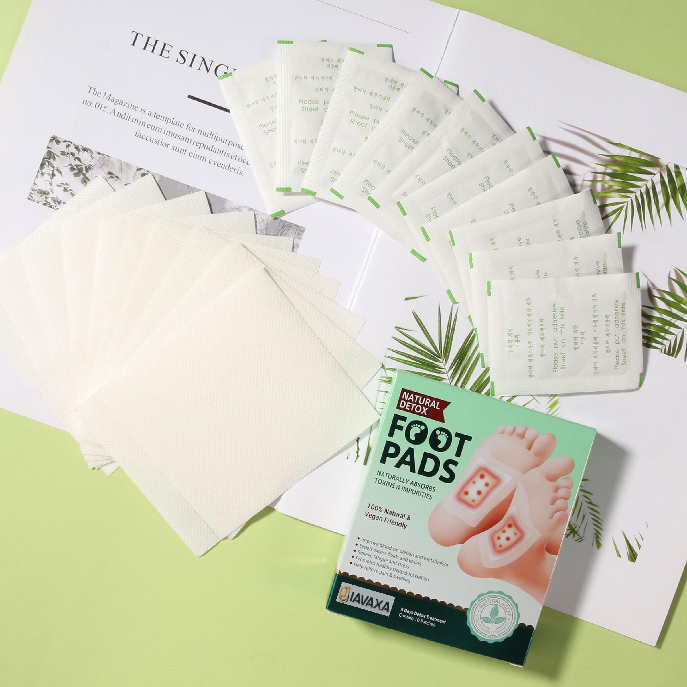 Natural Detox Foot Pads for Stress Relief & Better Sleep - Ginger Infused Pain-Free Foot Patches to Remove Toxins, 10-Pad Body Cleansing Kit - Perfect for Relaxation After Work or Before Bedtime
