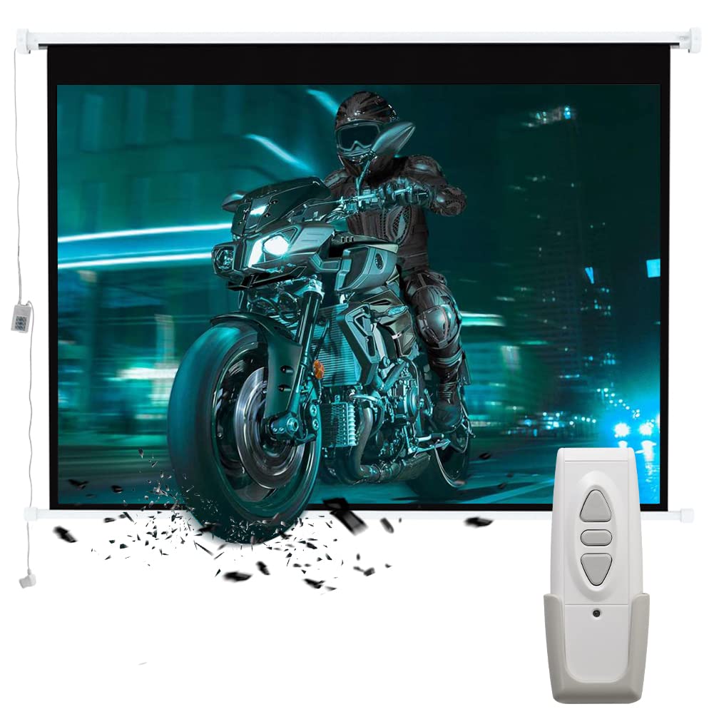 INMOZATA 72 Inch Electric Motorized Projector Screen - 4:3 Aspect Ratio, Remote Control, Anti-Wrinkle Portable Foldable Projection Screen (146x110cm) for Home Theater, Cinema, Office Presentations & Outdoor Movie Nights