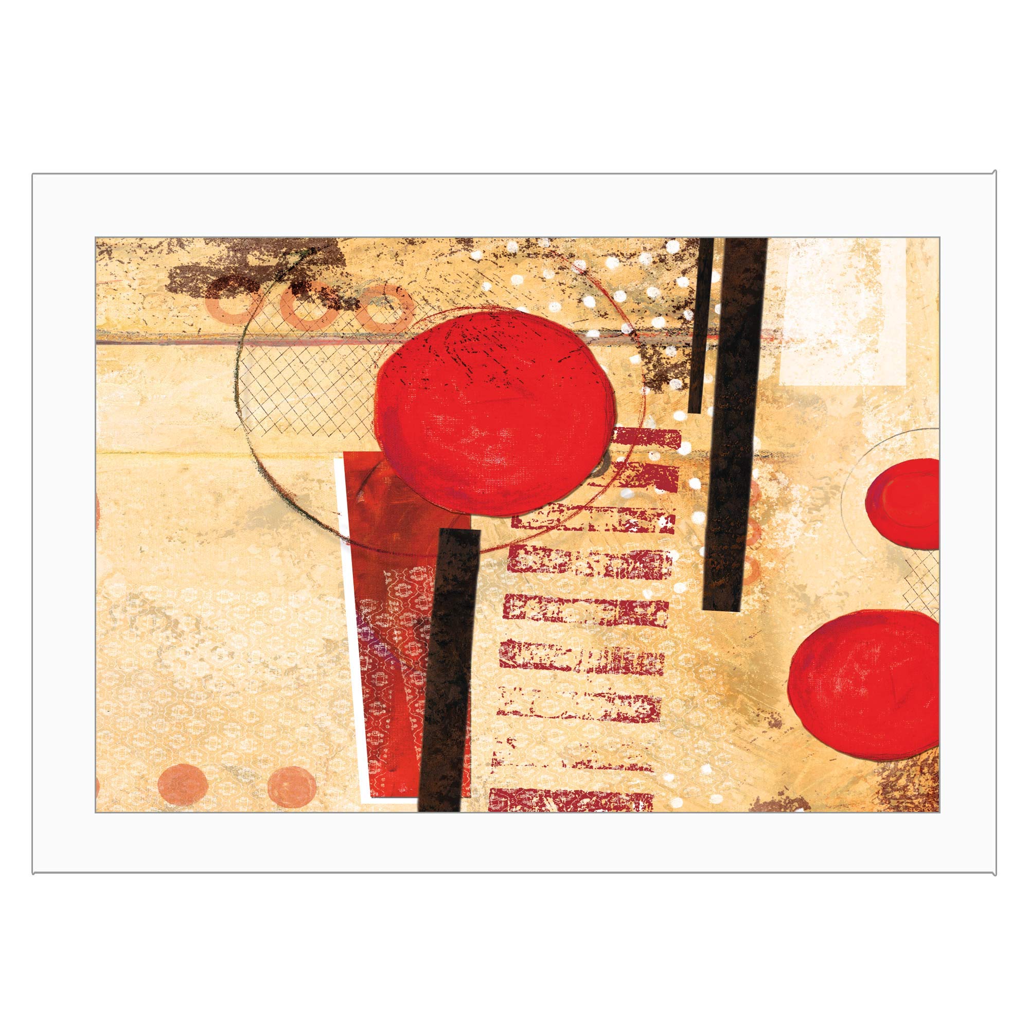 Cloverfield & Co Circular Abstract Printed Wall Art - 19x15 Inches, White Frame - Perfect for Living Room, Bedroom & Office Decor