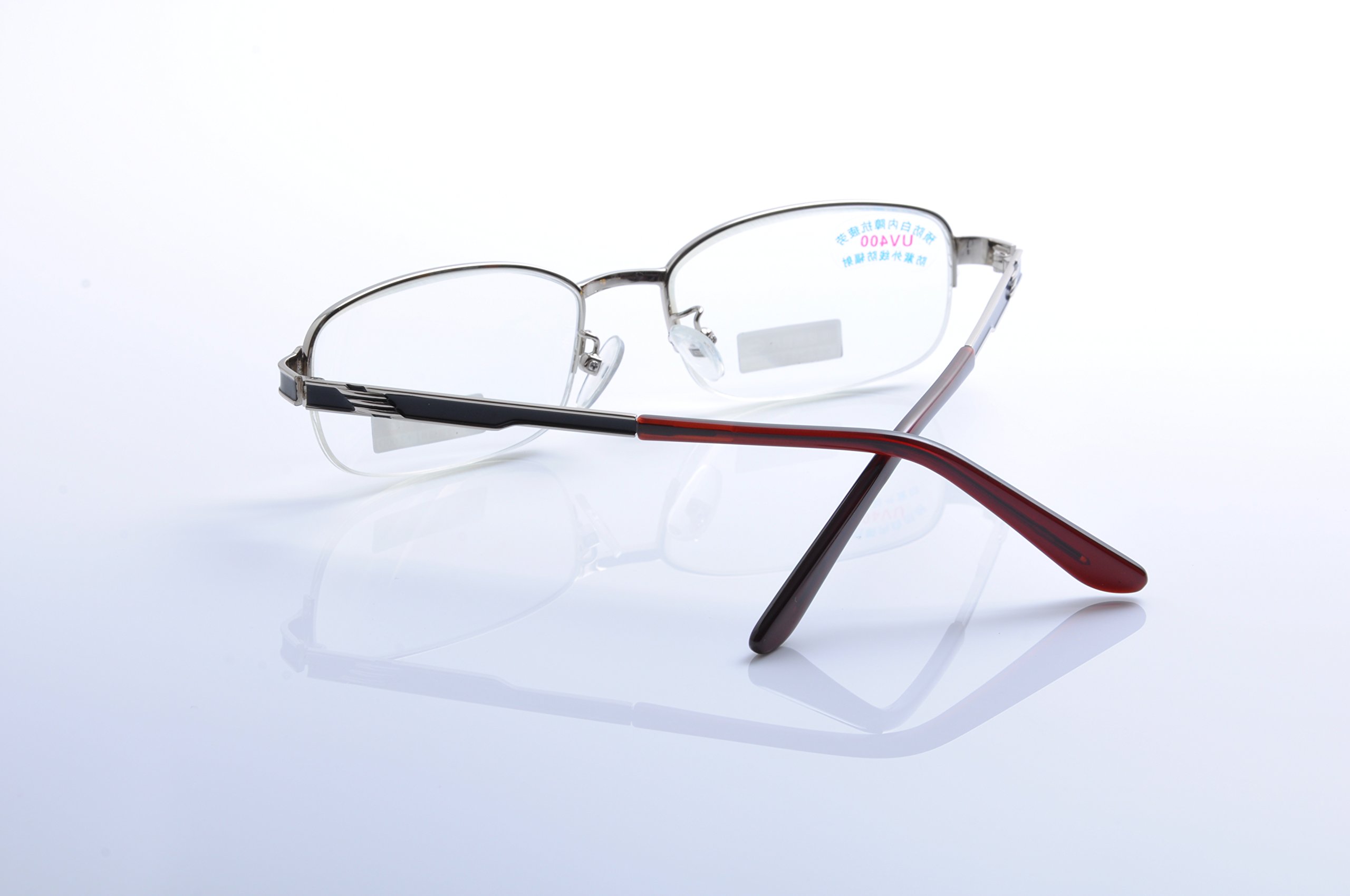 De Ding Men Women Metal Half Frame Reading Glasses - Stylish Lightweight Readers for Reading, Computer Work & Close-Up Tasks - Perfect for Office, Home & Travel Use
