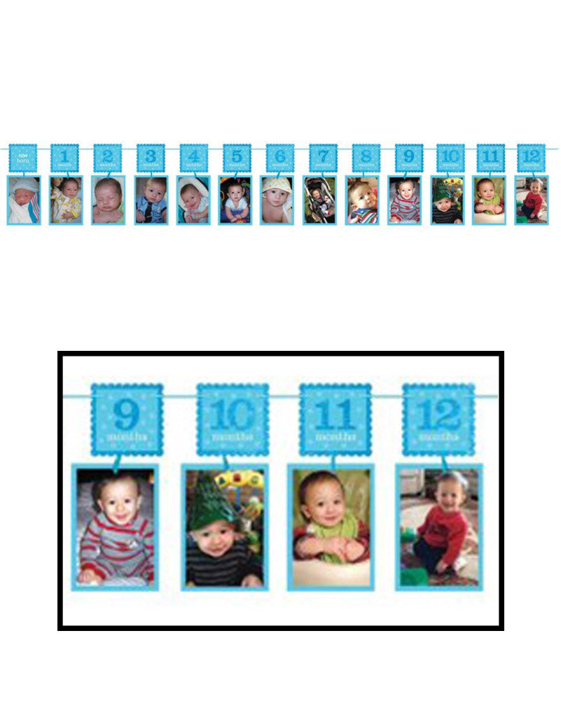 1st Birthday Blue Photo Garland - Baby Boy First Birthday Decorations - Perfect for Party Backdrops, Cake Smash Photos & Nursery Wall Decor