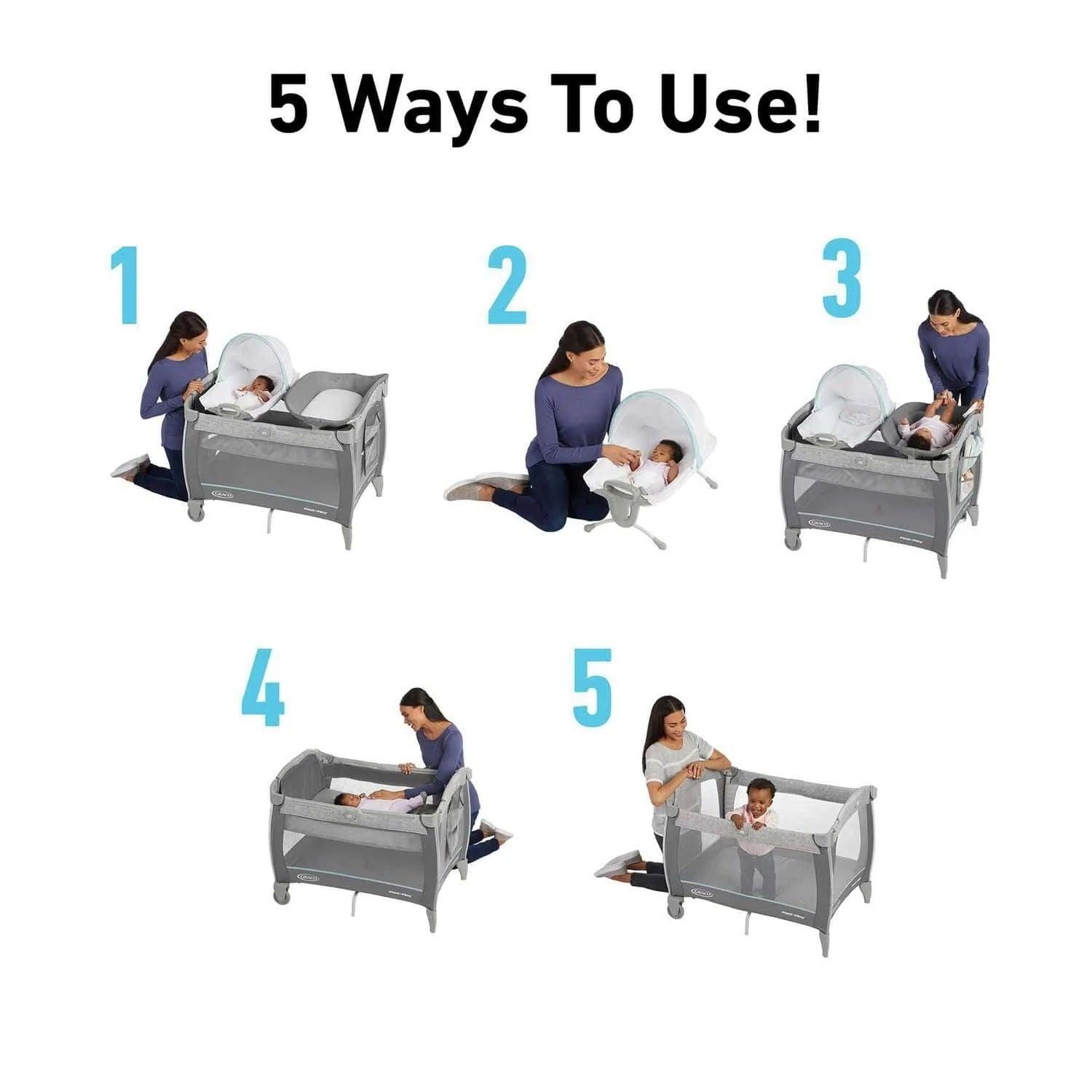 Graco Pack 'n Play® Close2Baby® Playard - Portable Baby Crib with Removable Bassinet & Changing Station | Perfect for Nursery, Travel & On-the-Go Parents (Britton Design)