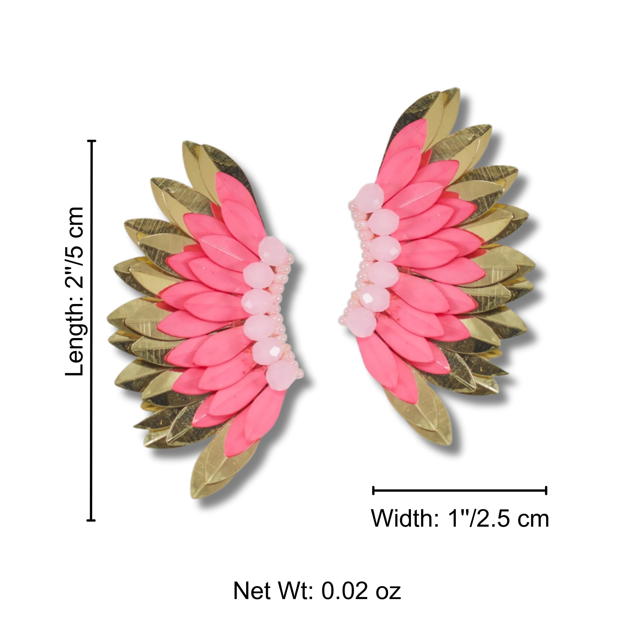 Angel Wing Earrings for Women - Handmade Beaded Butterfly Wing Stud Earrings, Small Statement Prom Jewelry for Girls | Perfect for Prom, Parties, Weddings & Everyday Wear