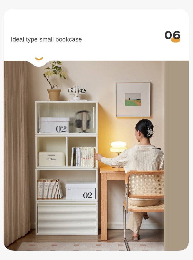 Pine Solid Wood Cream White Lattice Storage Low Bookcase - Modern Farmhouse Style Bookshelf for Living Room, Bedroom, Office - Perfect for Organizing Books, Decor & Storage Needs