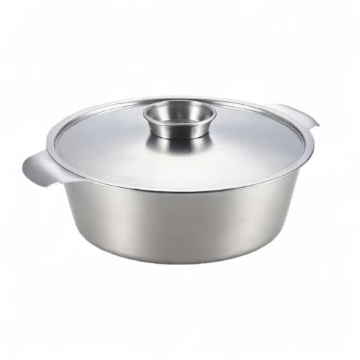 Yoshikawa SJ1678 Premium Stainless Steel Shabu Shabu Hot Pot - 10.2 Inch (26cm) Japanese Style Cookware for Home Dining & Party Cooking
