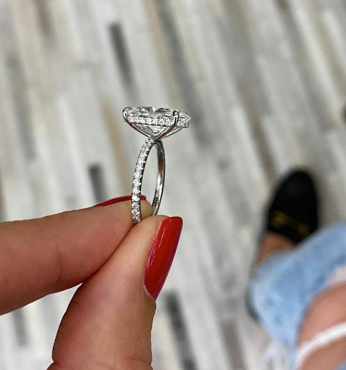 5 Ct Oval Cut Diamond Solitaire Engagement Ring for Women - 14K White Gold & 925 Sterling Silver Handmade Wedding Band, Anniversary Promise Ring - Perfect Gift for Her, Bride-to-Be, Fiancée, Valentine's Day or Proposal