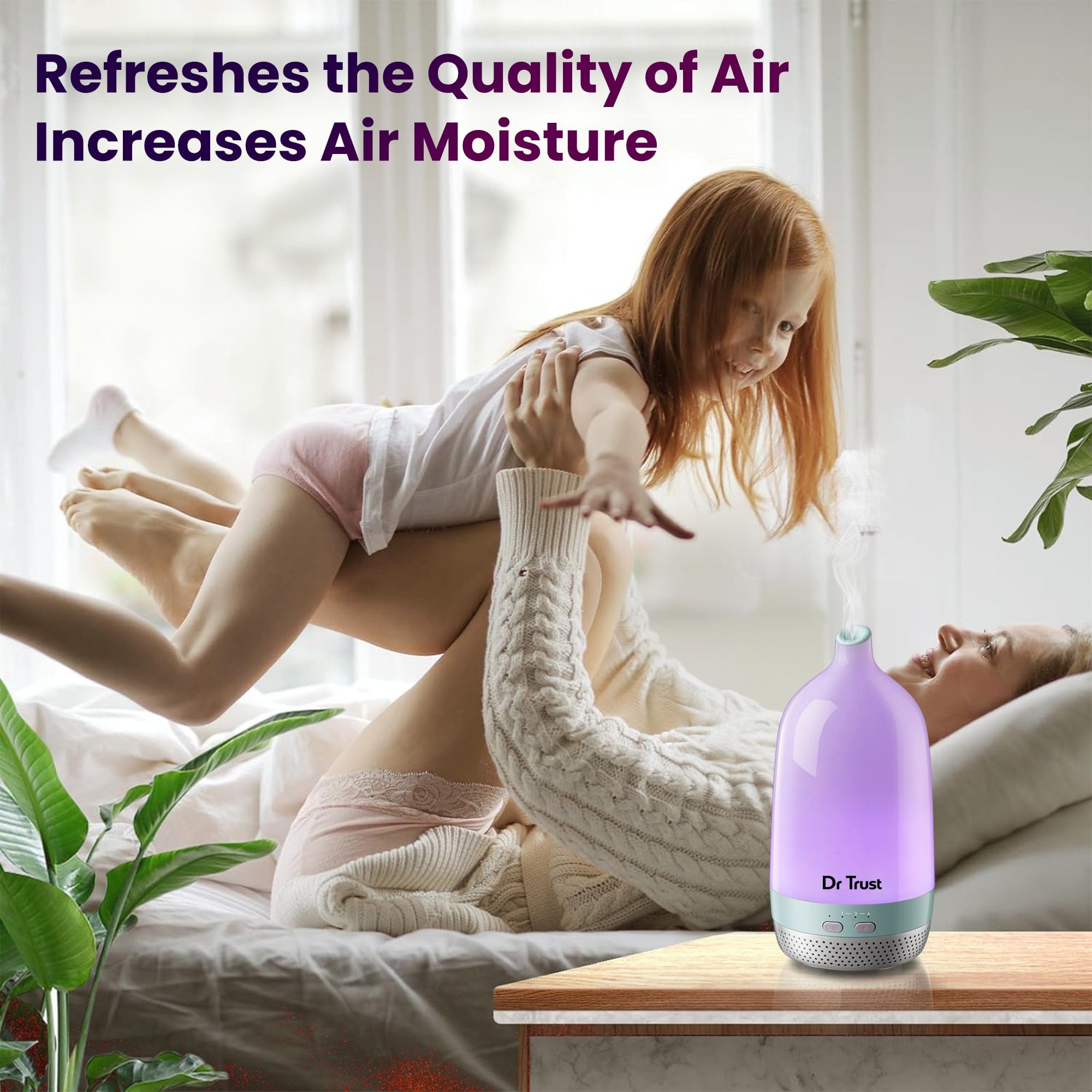 Dr Trust USA Luxury Cool Mist Humidifier & Essential Oil Diffuser - 903 Model for Aromatherapy, Home & Office Use | Color Changing LED | Auto Shut-Off | Perfect for Dry Air Relief, Baby Nursery & Yoga Room