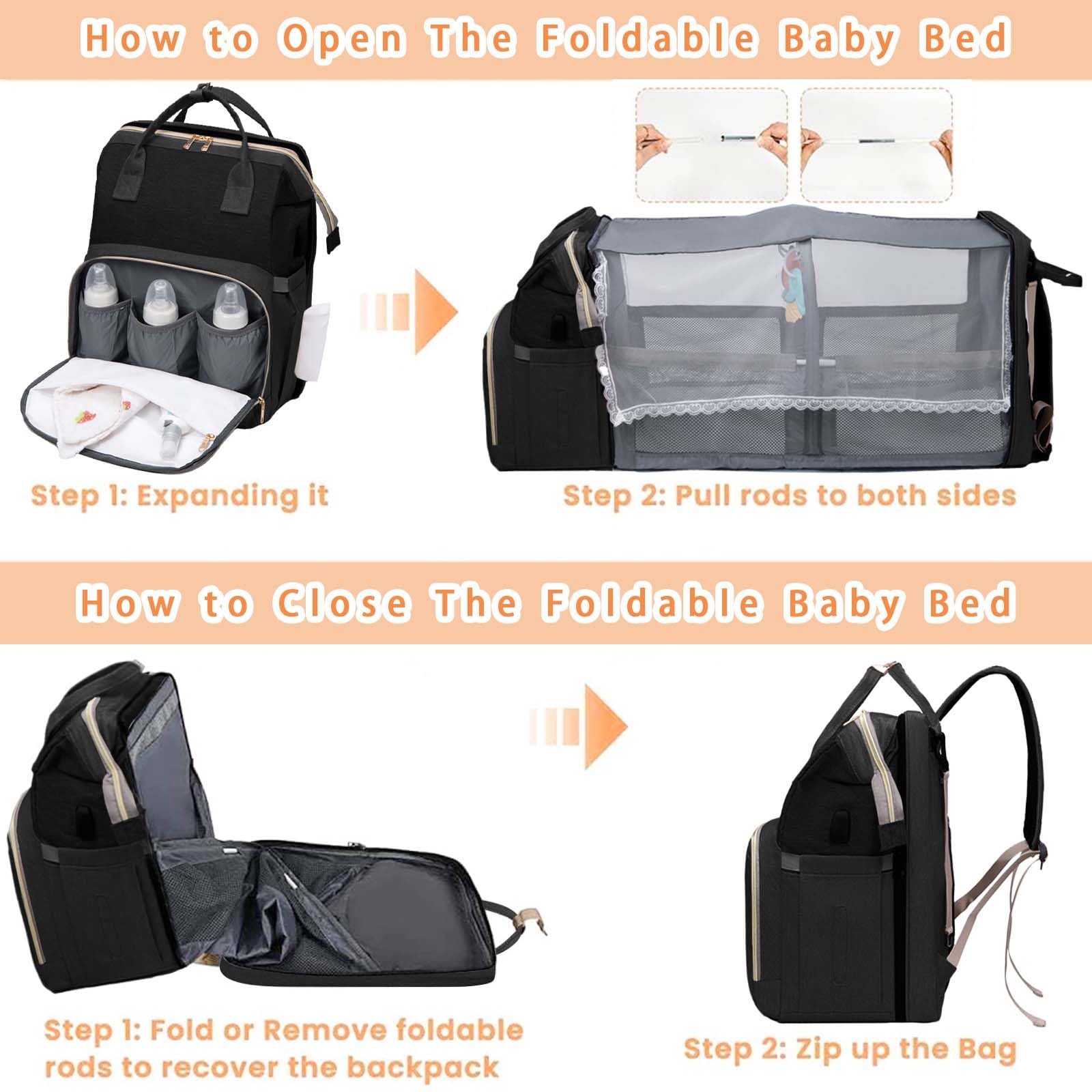 **CtopxCone Diaper Bag Backpack with Changing Station – Multifunctional Baby Travel Backpack for Parents – Perfect for Daycare, Travel & On-the-Go Parenting**