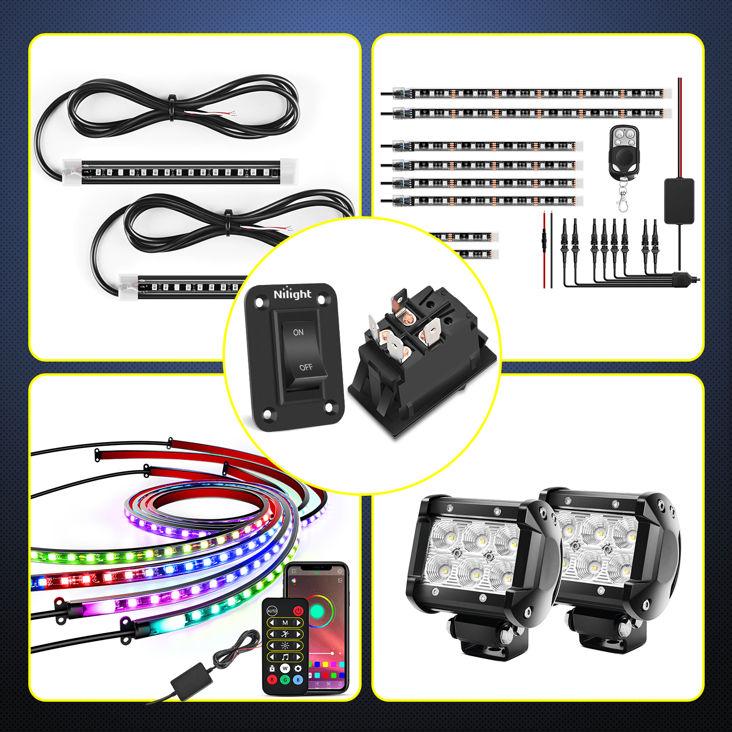 12V 20A 4 PIN DPST Toggle Switch Panel - Heavy Duty ON/OFF Power Control for Marine, RV, Automotive & Industrial Applications