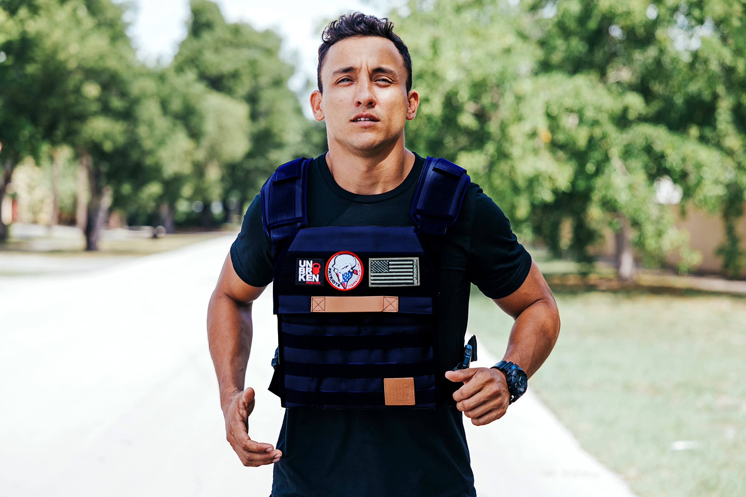 Adjustable Weighted Vest for Men & Women - Strength & Endurance Training, CrossFit WOD, Running - Includes 2 Patches & Weight Plates (Navy Blue) - Perfect for Gym Workouts, HIIT Training & Outdoor Fitness