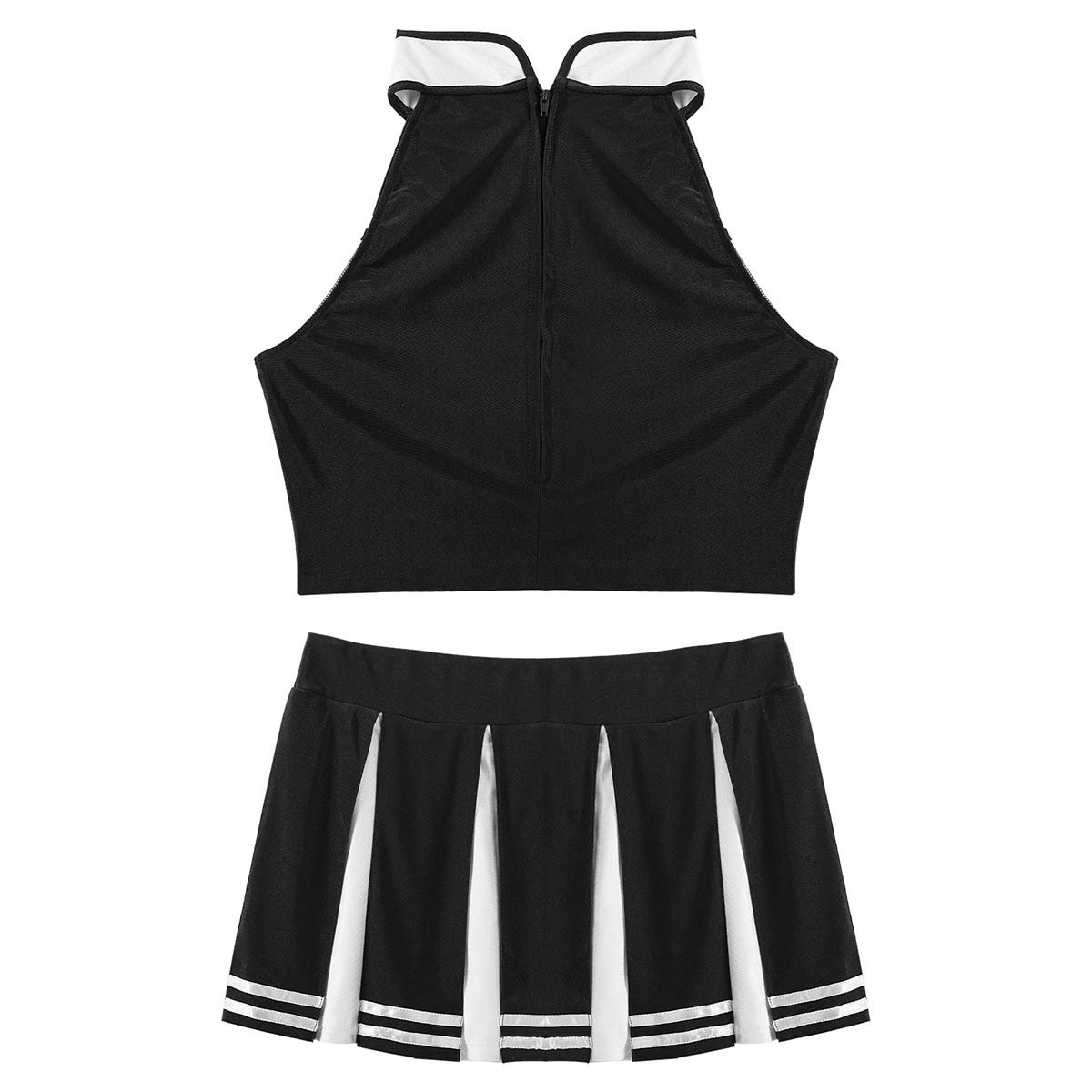 Women's 2-Piece Cheerleader Uniform Costume Set - Sexy Crop Top with Pleated Skirt for Cosplay, Halloween, Role Play & Dance Performance