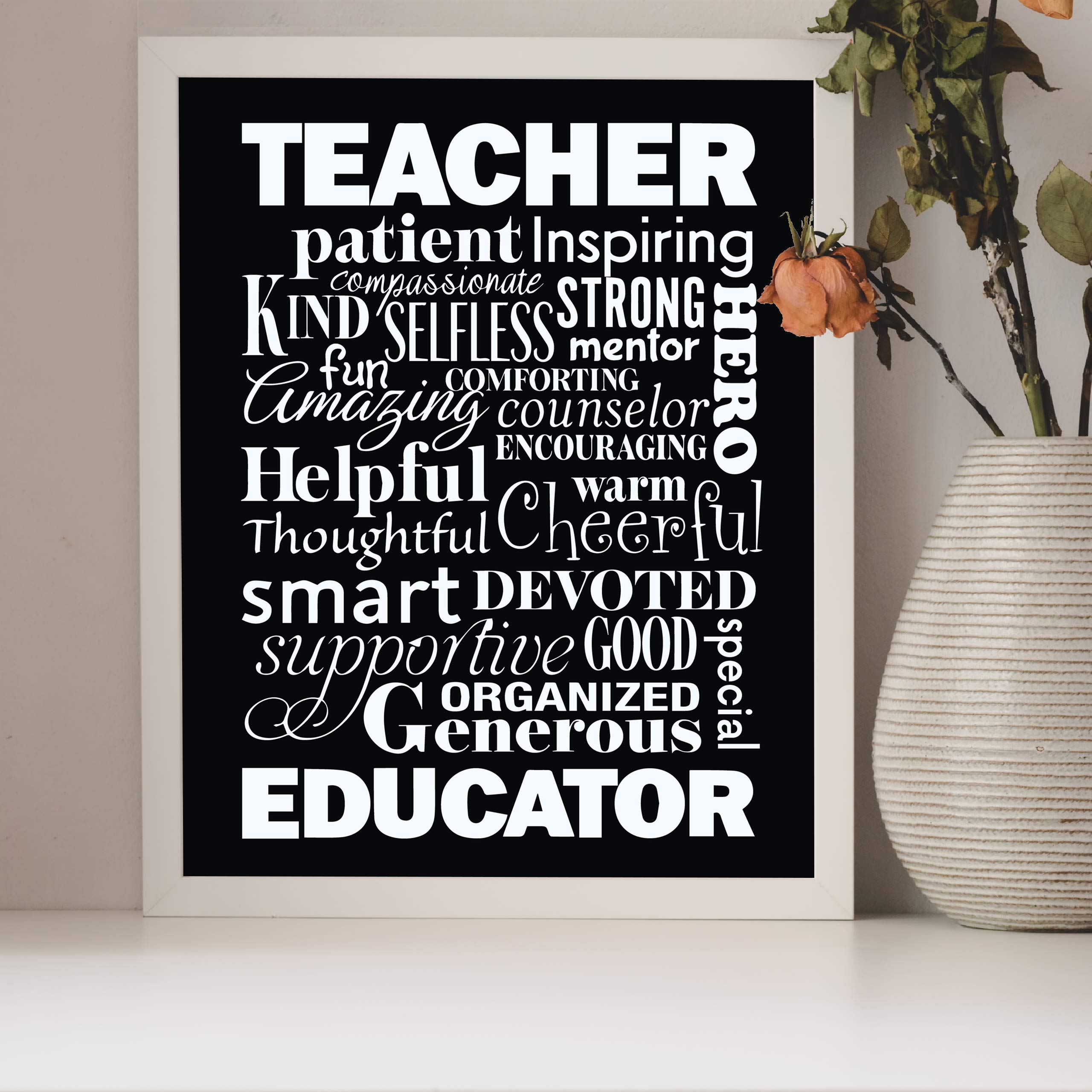 Inspirational Teacher Quote Wall Art - 8x10 Unframed Religious Scripture Decor for Living Room, Home & Classroom - Perfect Gift for Educators & Christian Home Decor
