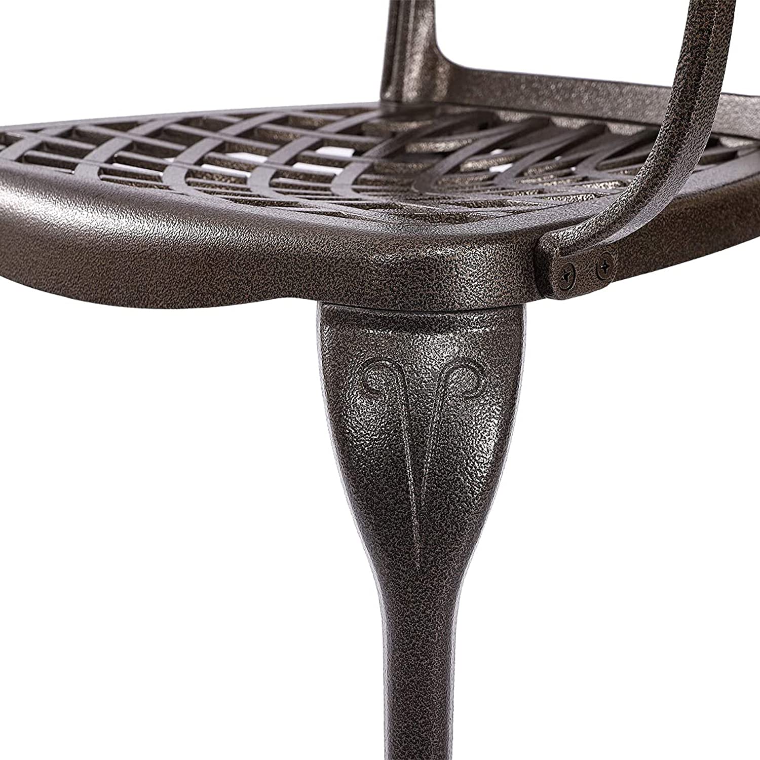 Kinger Home Arden 2-Piece Outdoor Patio Dining Chairs Set - Durable Cast Aluminum All-Weather Resistant Brown Garden Furniture - Perfect for Backyard, Poolside, and Restaurant Outdoor Seating