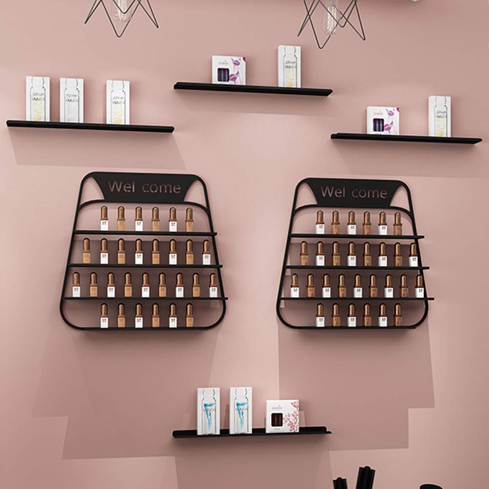 Wall Mounted Nail Polish Organizer - Metal Lipstick & Cosmetics Storage Shelf for Home Salon, Bathroom, or Vanity Display (Black) | Space-Saving Makeup Organizer for Nail Art Supplies & Beauty Products