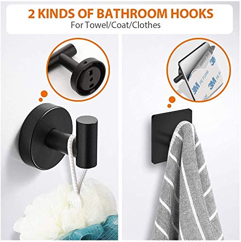 5-Piece Matte Black SUS304 Stainless Steel Bathroom Hardware Set - 16