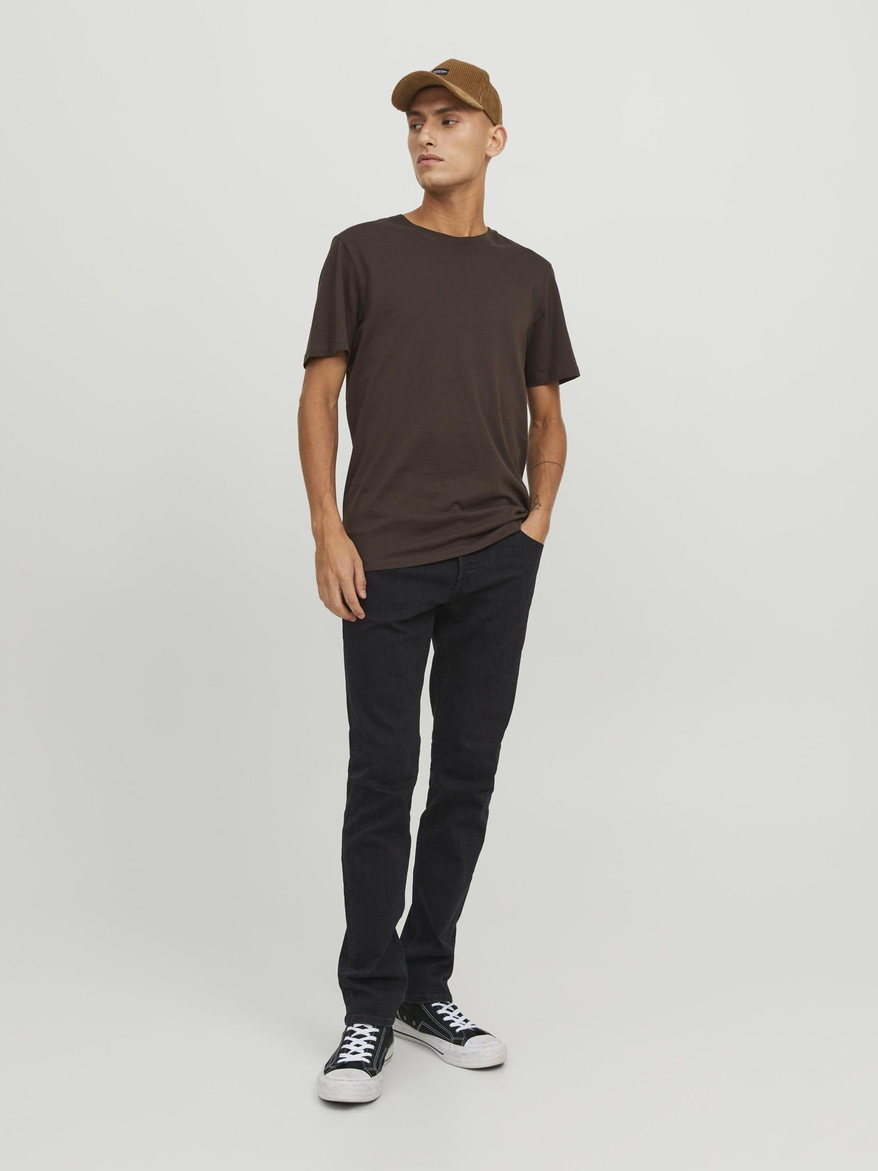 JACK & JONES Men's Slim Fit Black Denim Jeans 36W x 34L - Comfortable Stretch Skinny Jeans for Casual Wear & Night Out