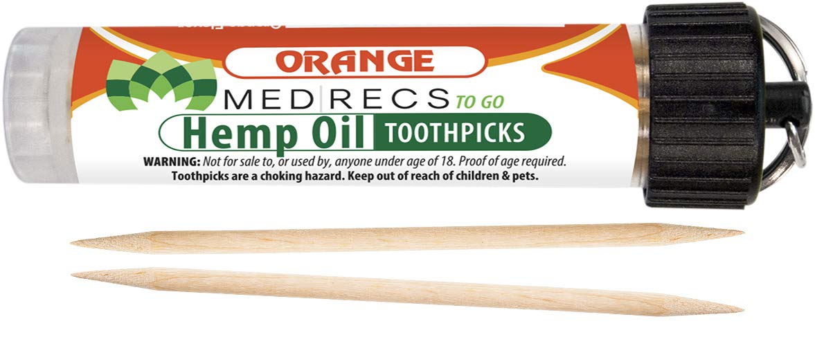 Organic Hemp Oil Infused Toothpicks - Orange Flavor | Natural Stress Relief & Oral Care | Perfect for Travel, Office, and After-Meal Freshness