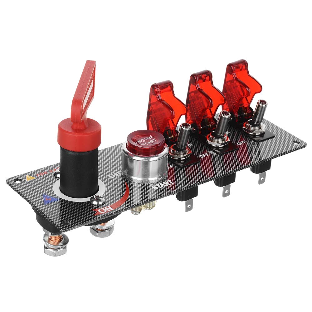 Jtron 12V Racing Car Ignition Switch - Engine Start Push Button with Red LED & Toggle Panel for Sports Cars - Perfect for Racing, Track Days & Car Modifications