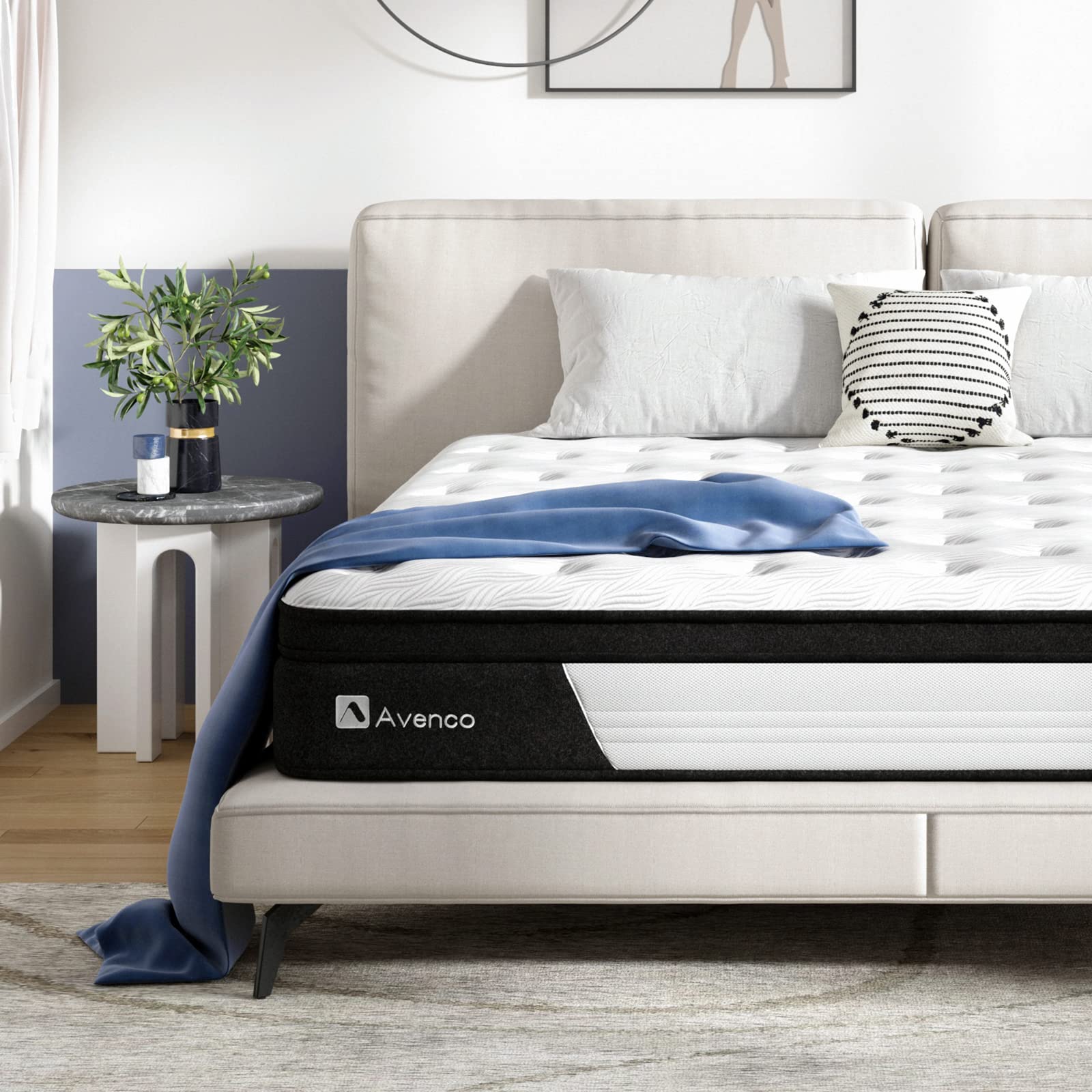 Avenco 10 Inch Hybrid King Mattress - Medium Firm Gel Memory Foam & Pocketed Springs - Motion Isolation, Breathable Knit Fabric, Edge Support - Bed in a Box for Master Bedroom, Guest Room & Apartment