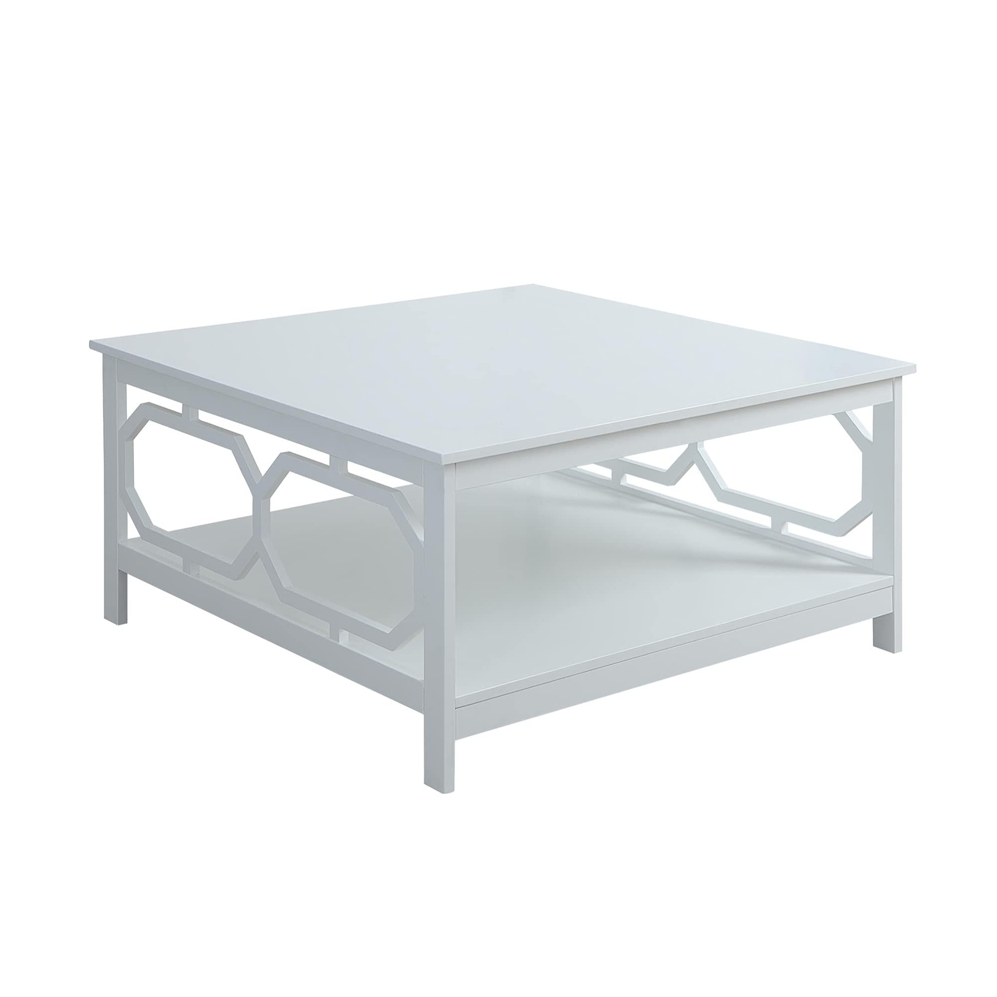 Ergode Omega Square 36 Inch Modern Coffee Table with Storage Shelf - Perfect for Living Room, Lounge & Small Spaces
