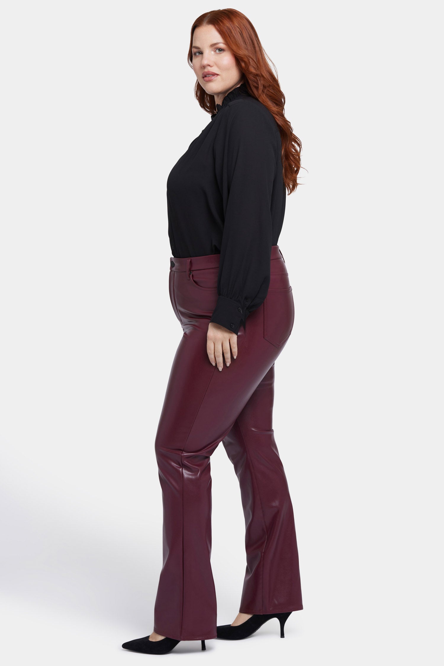 Stylish Plus Size Faux Leather Marilyn Straight Pants for Women - Perfect for Office, Night Out & Casual Wear | Tavern