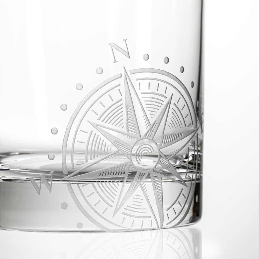 Premium Compass Star 10oz Rocks Glasses (12-Pack) - Heavy Base Whiskey Glasses for Scotch, Bourbon & Cocktails - Perfect for Home Bars, Parties & Gifts
