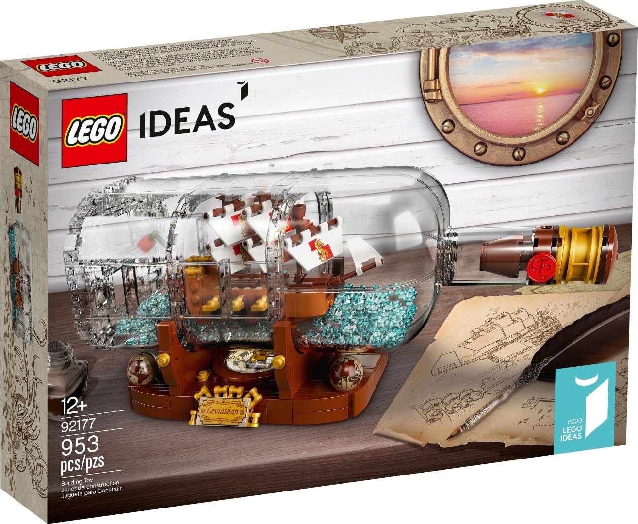 LEGO Ideas Ship in a Bottle 92177 - Expert Building Kit for Adults & Collectors - Perfect for Home Decor, Office Display & Gift Giving