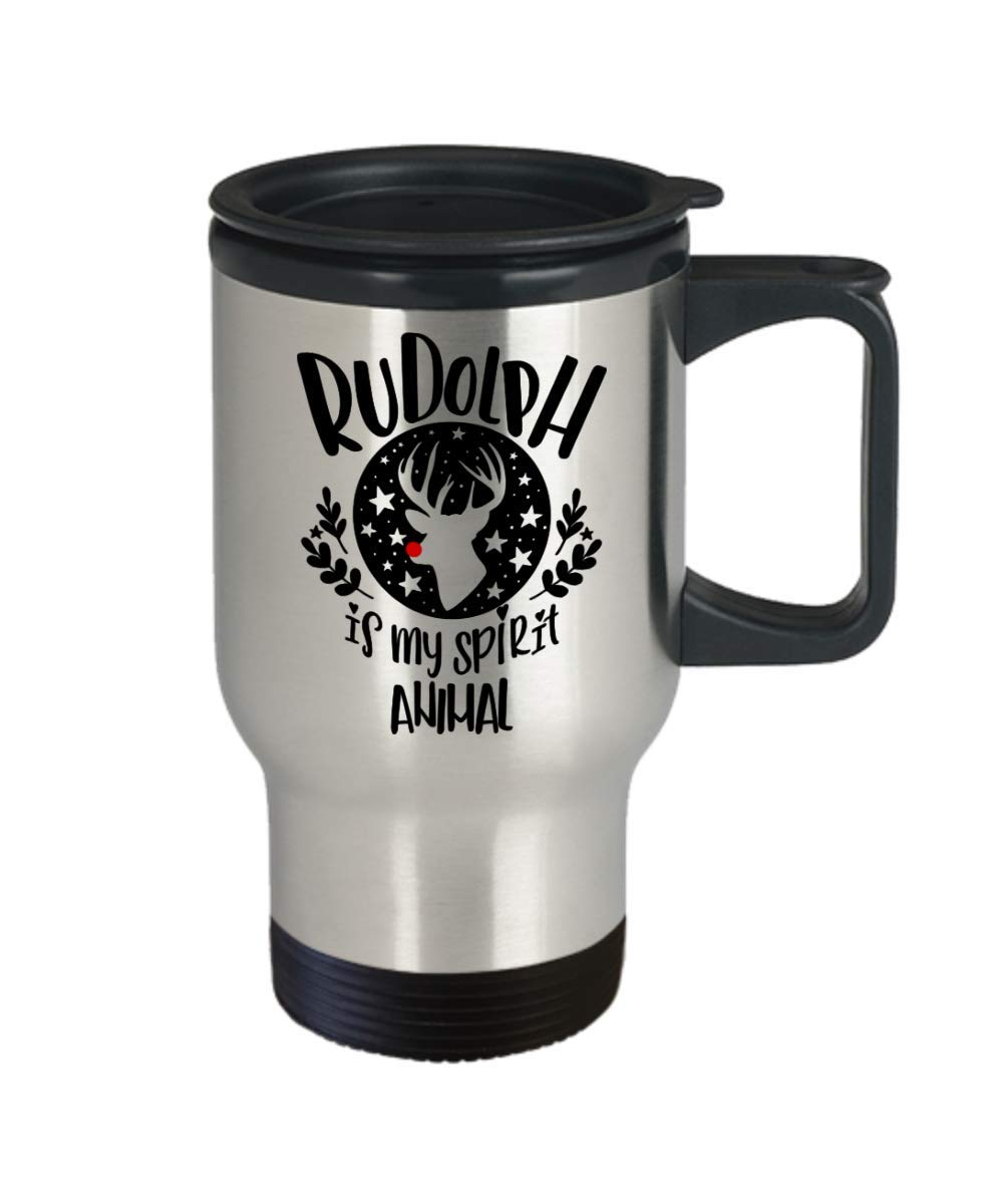 Rudolph Christmas Travel Mug - Insulated Holiday Tumbler with Lid for Hot & Cold Drinks - Perfect for Office, Commuting, and Winter Adventures