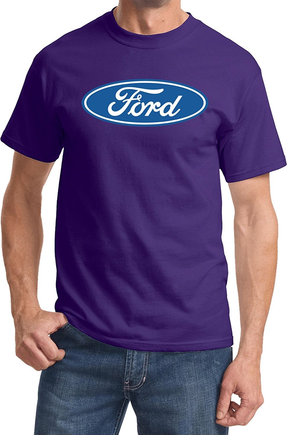 Ford Oval Logo Emblem T-Shirt for Men - Purple XL | Vintage Ford Car Enthusiast Tee | Perfect for Car Shows, Casual Wear & Ford Fan Gifts