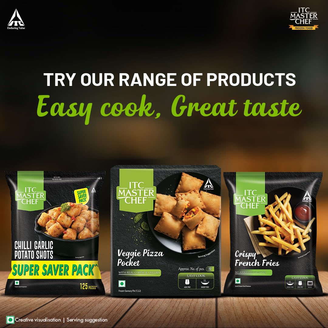 ITC MASTER CHEF Veggie Pizza Pocket - Frozen Ready-to-Cook Snack (340g) | Quick Meal Solution for Busy Weekdays, After-School Snacks & Party Appetizers
