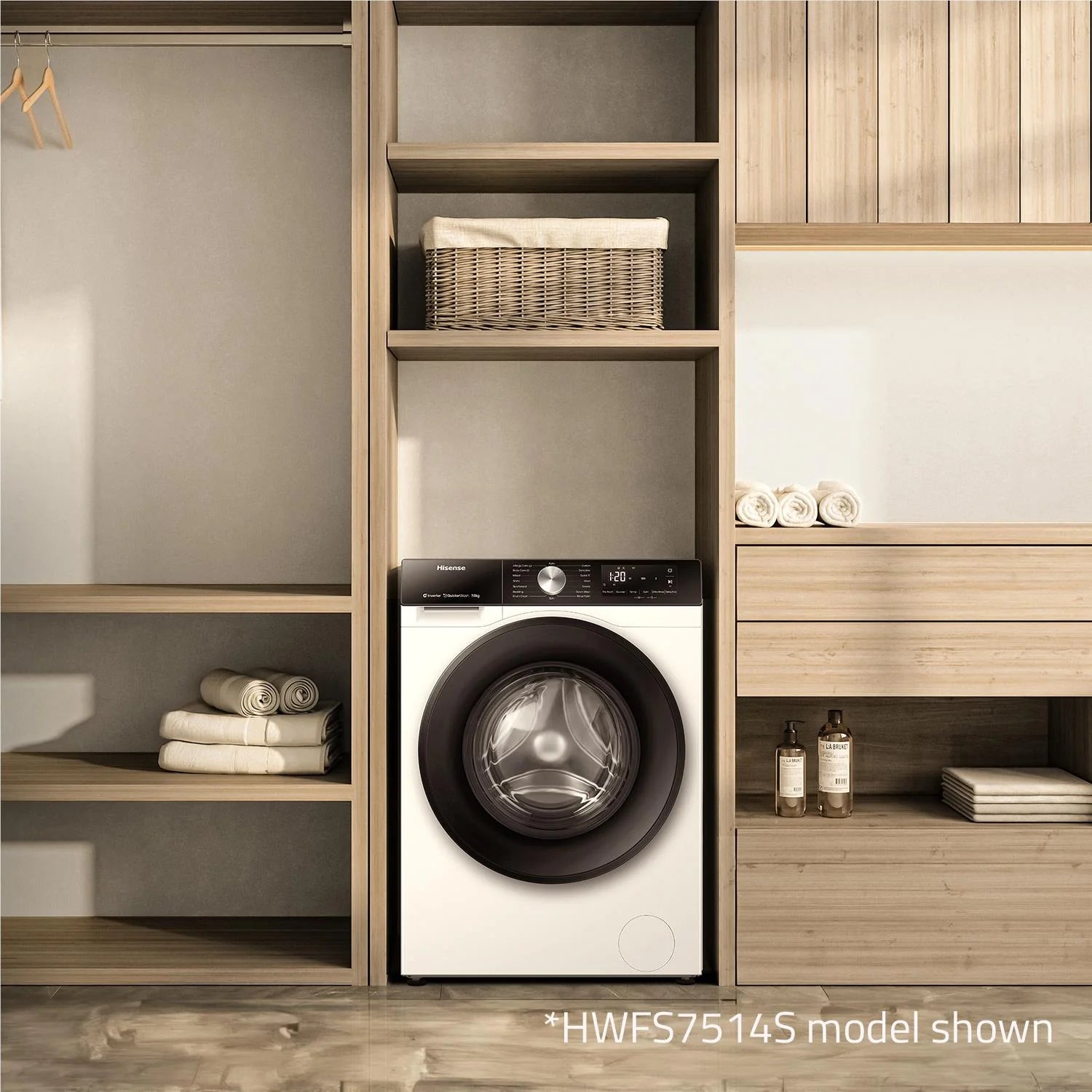 Hisense HWFS7514S 7.5kg Front Load Washing Machine - Energy Efficient, Quiet Operation with 3 Year Warranty - Perfect for Apartments, Small Homes & Laundry Rooms