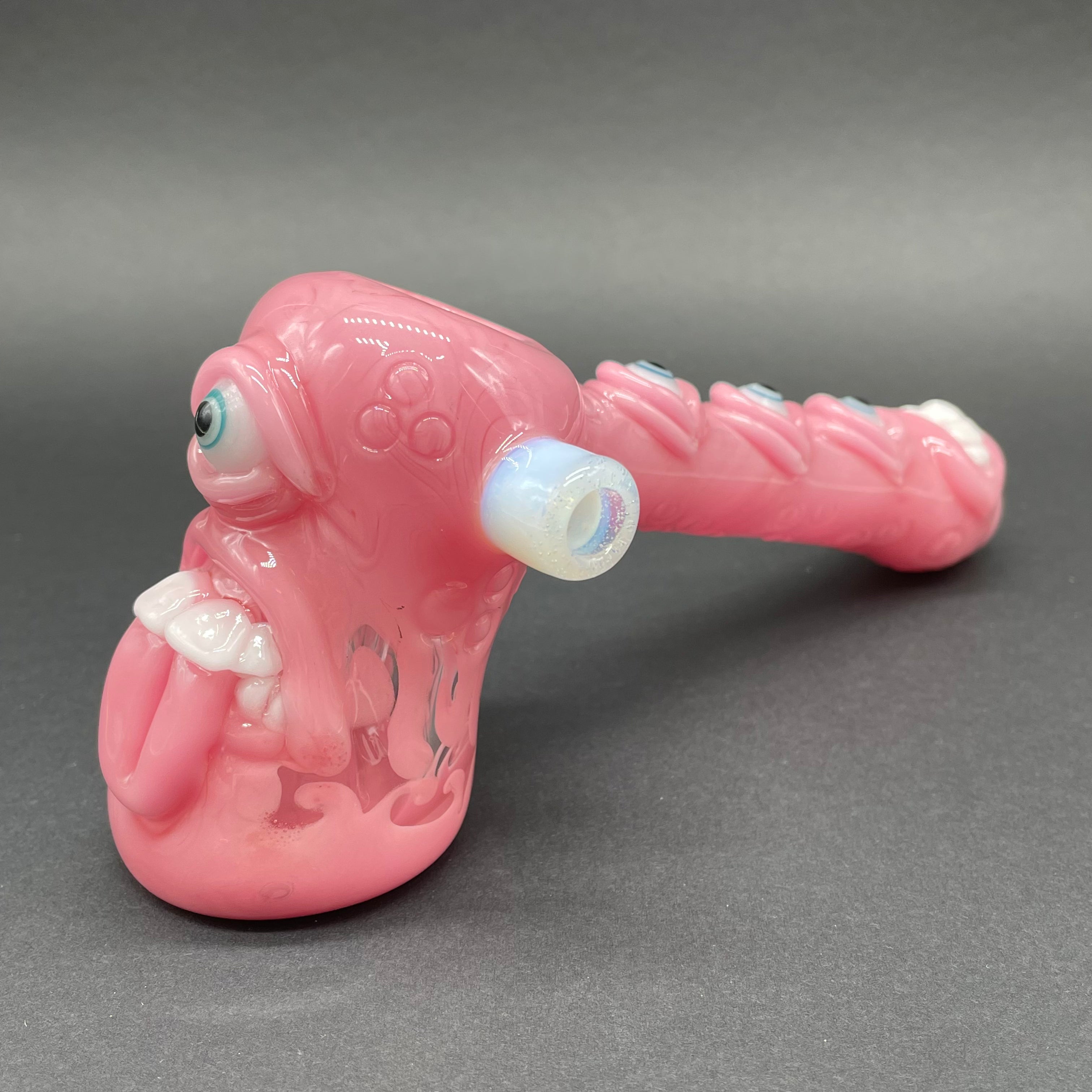 Pink Evil Eye Bubbler Glass Pipe - Handmade Smoking Accessory for Herbal Use | Perfect for Relaxation, Meditation & Spiritual Rituals