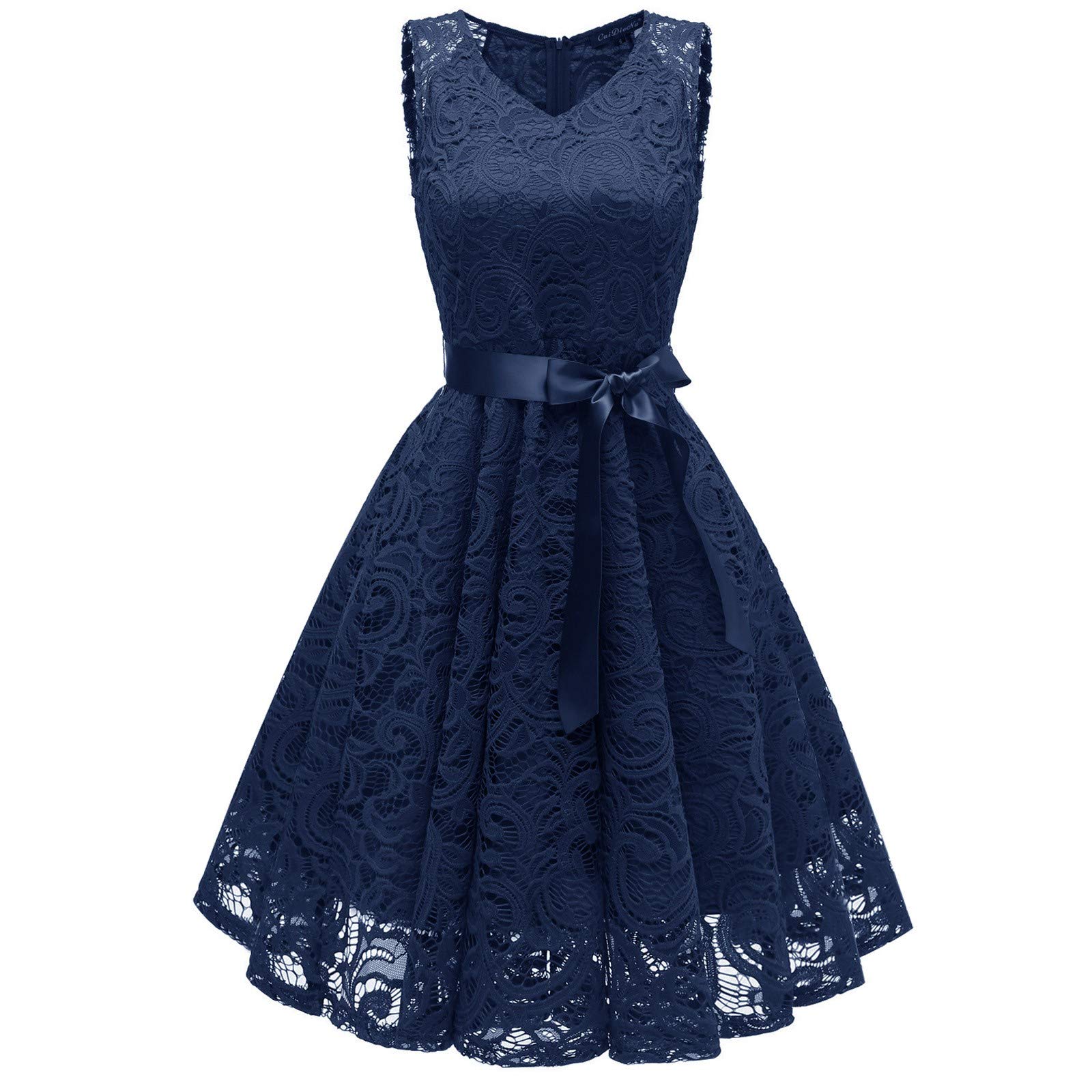 Elegant Lace A-Line Cocktail Dress for Women - Summer Sleeveless Halter Wedding Guest Dress with Keyhole Detail | Perfect for Formal Parties, Bridal Showers & Evening Events