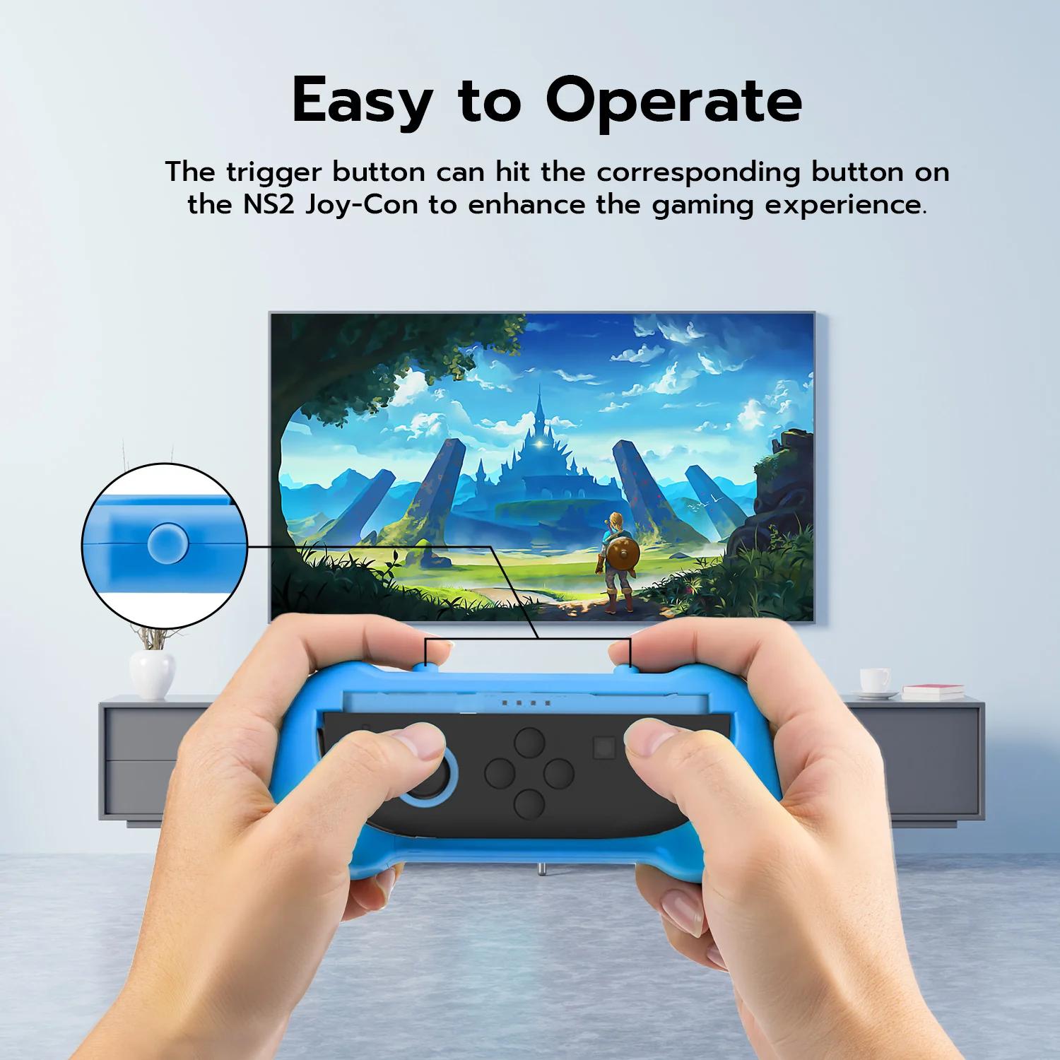 JYS Controller Grip with Game Card Storage for Nintendo Switch 2 Joy-Con Controllers - Blue & Orange (JYS NS2263) | Perfect for Travel, Gaming Parties & On-the-Go Nintendo Switch Play