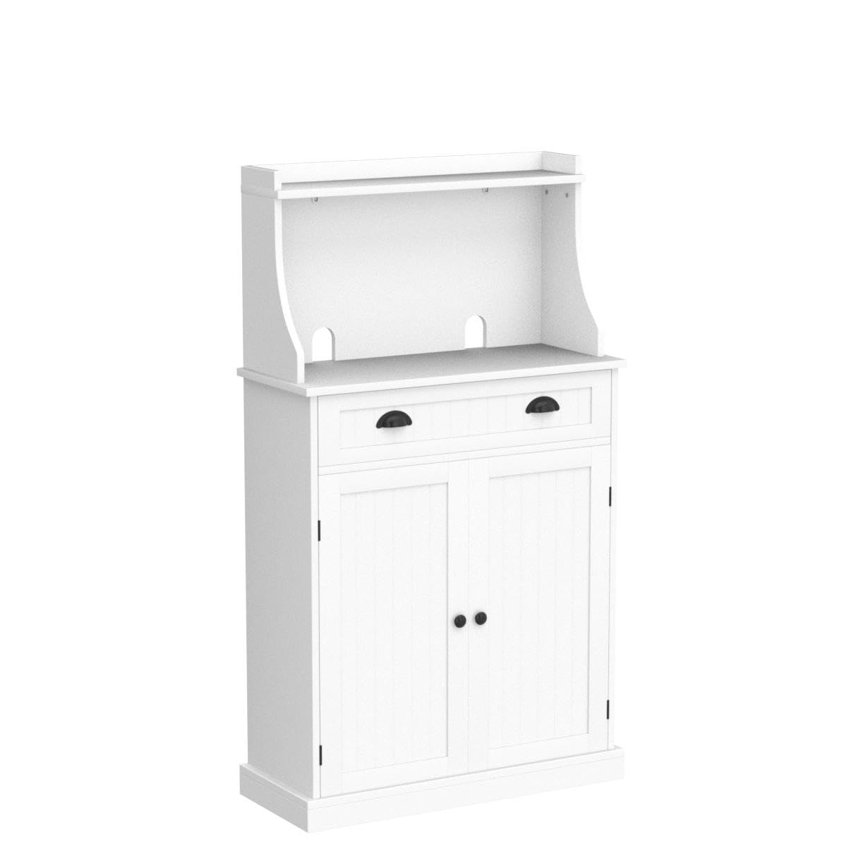 ARTPOWER 54 Inch White Kitchen Microwave Stand with Storage Drawers & Adjustable Shelves - Pantry Cabinet with Hutch for Kitchen, Dining Room, Living Room & Hallway - Perfect for Small Space Organization & Home Decor