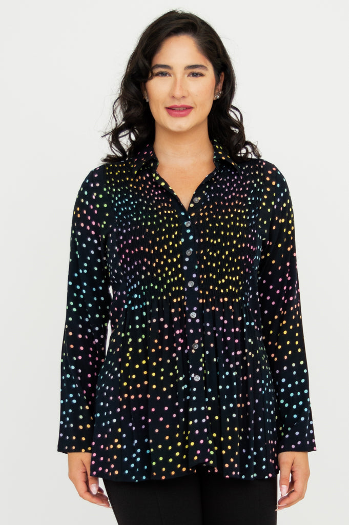 Cindy Long Sleeve Blouse in Rainbow Colors - Perfect for Casual Wear, Office Outfits & Special Occasions